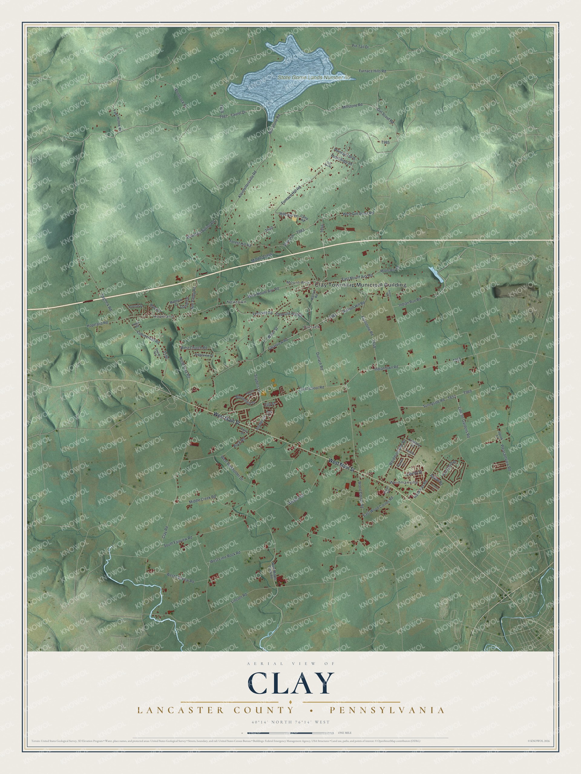 Watermarked full-map preview of Clay, Pennsylvania