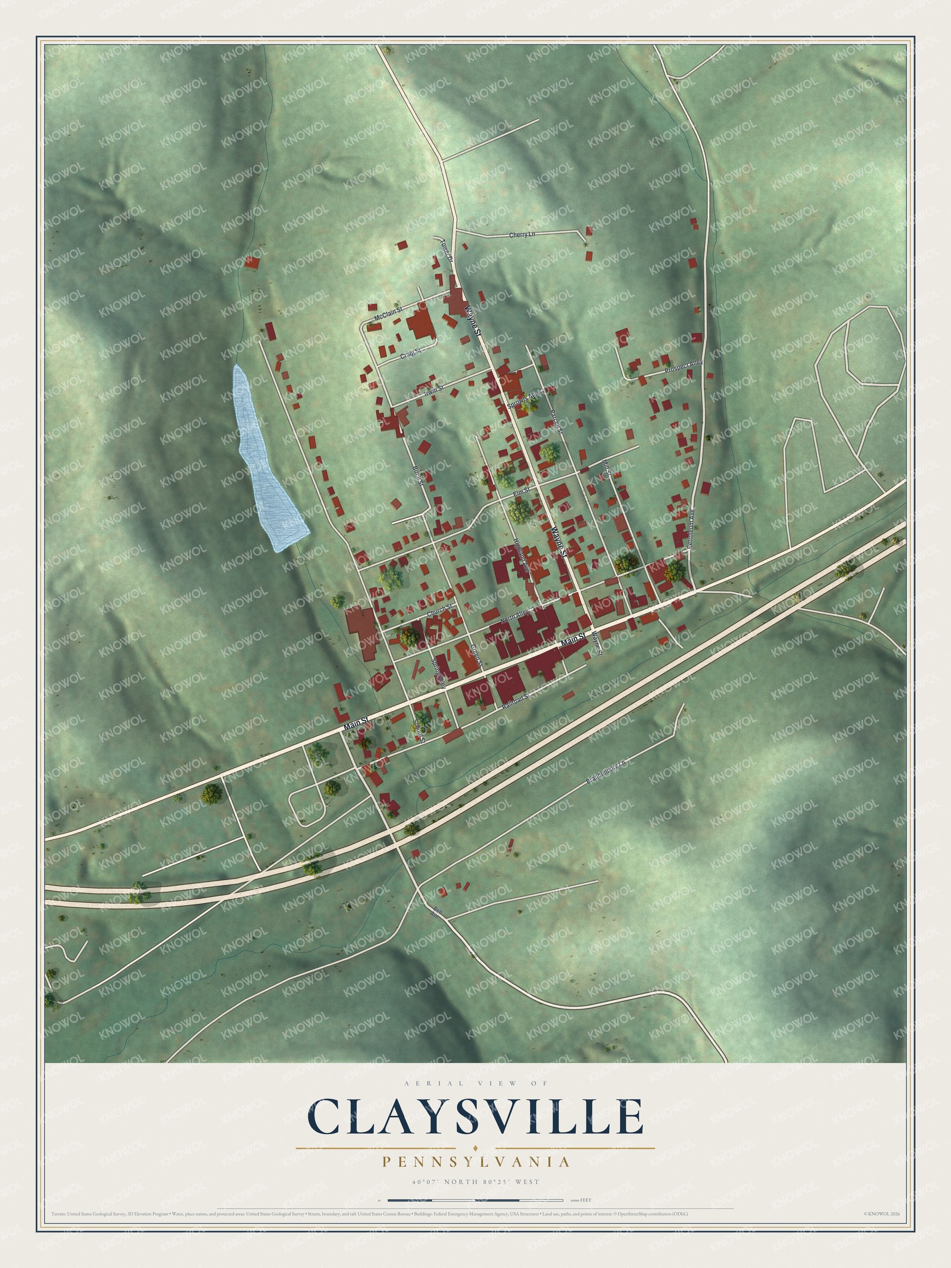Watermarked full-map preview of Claysville, Pennsylvania