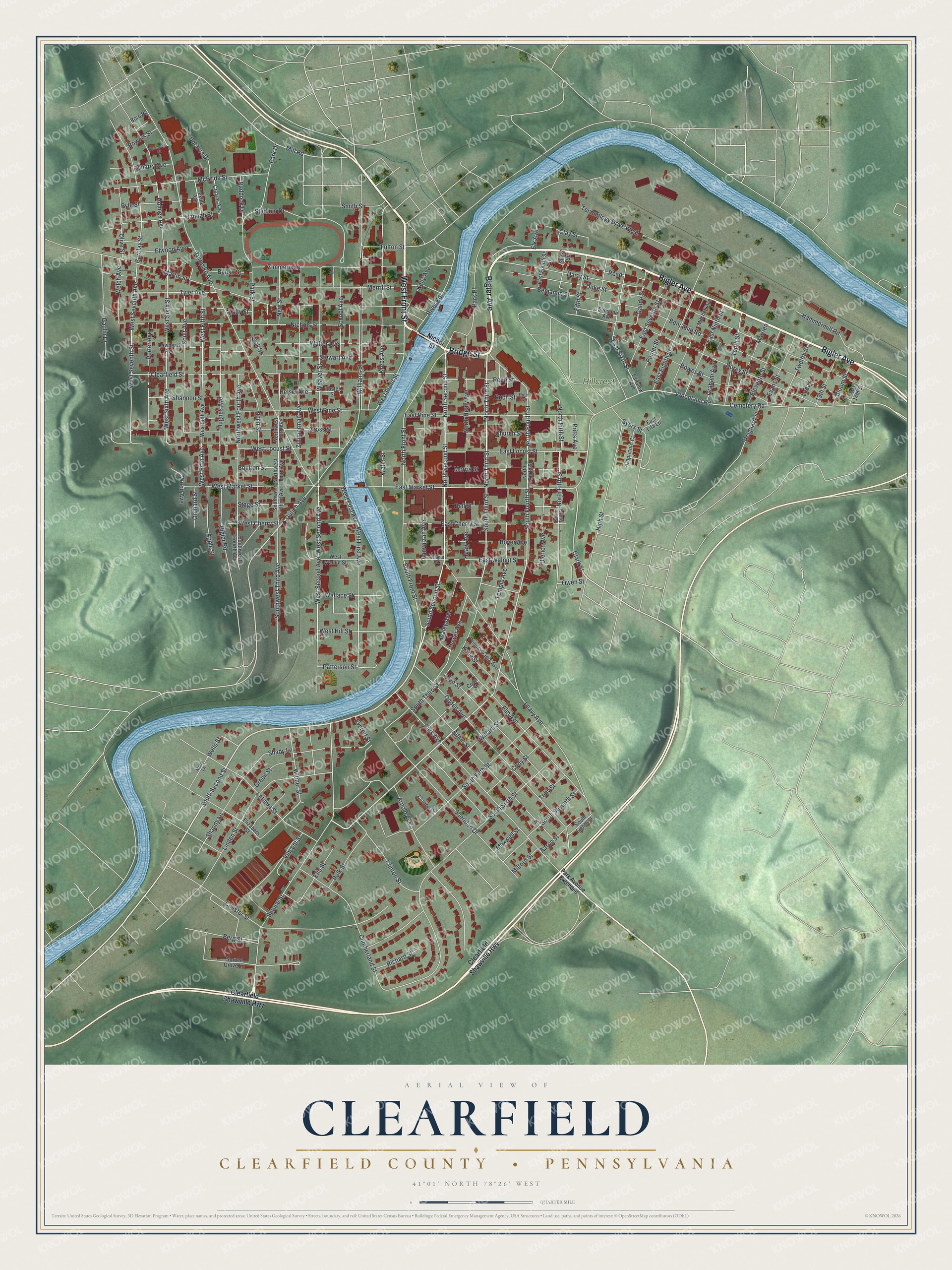 Watermarked full-map preview of Clearfield, Pennsylvania
