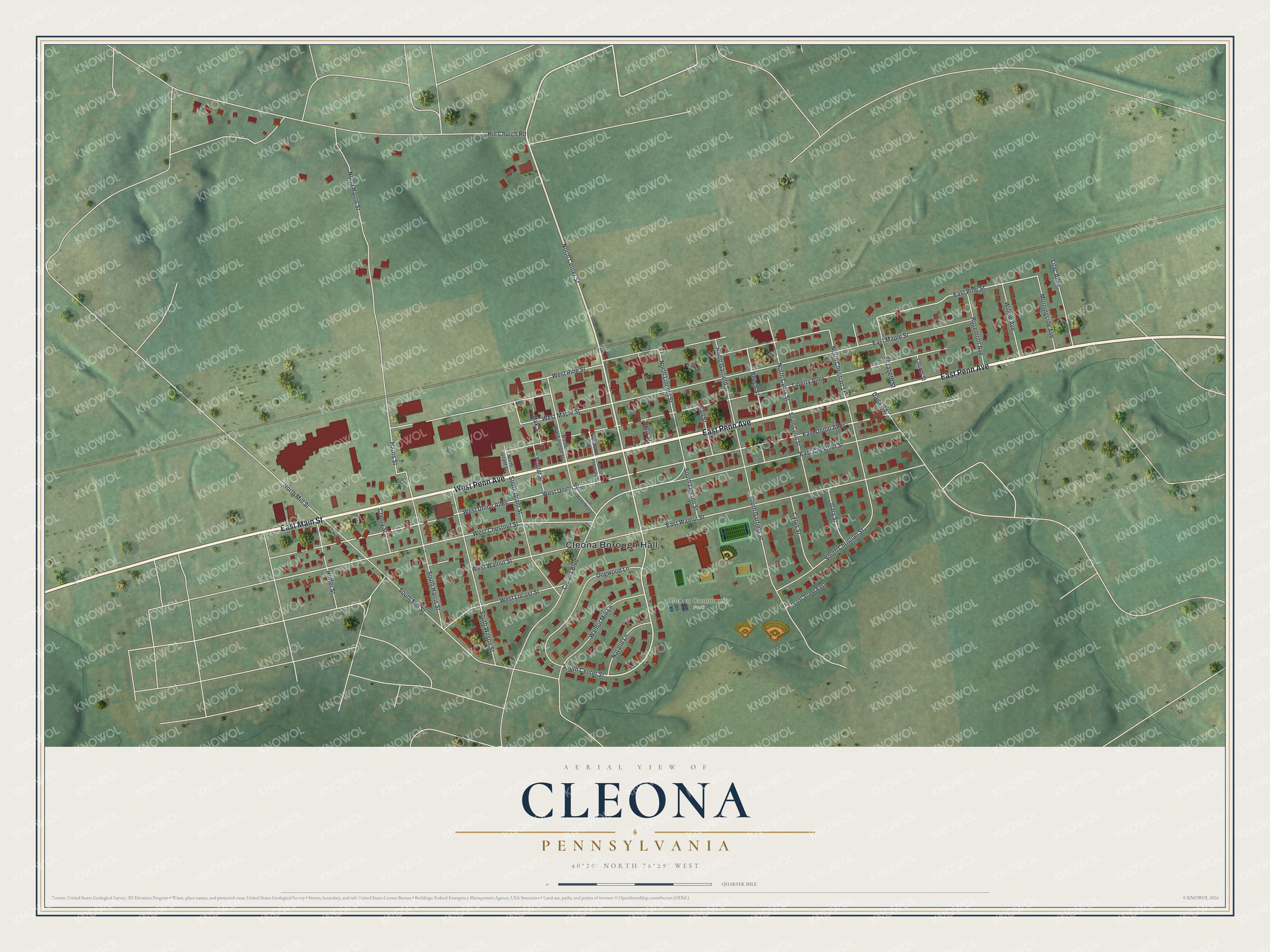 Watermarked full-map preview of Cleona, Pennsylvania