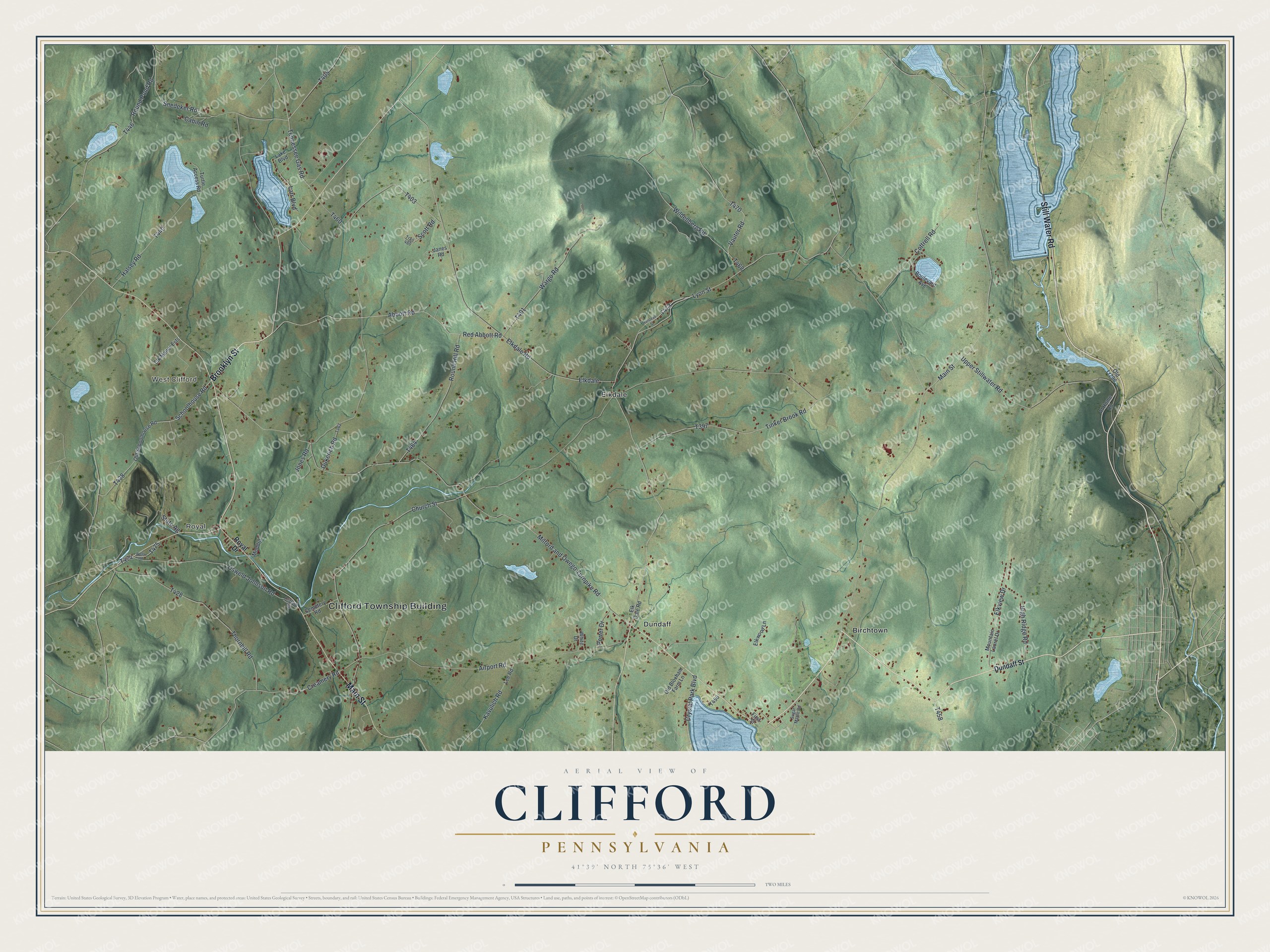 Watermarked full-map preview of Clifford, Pennsylvania