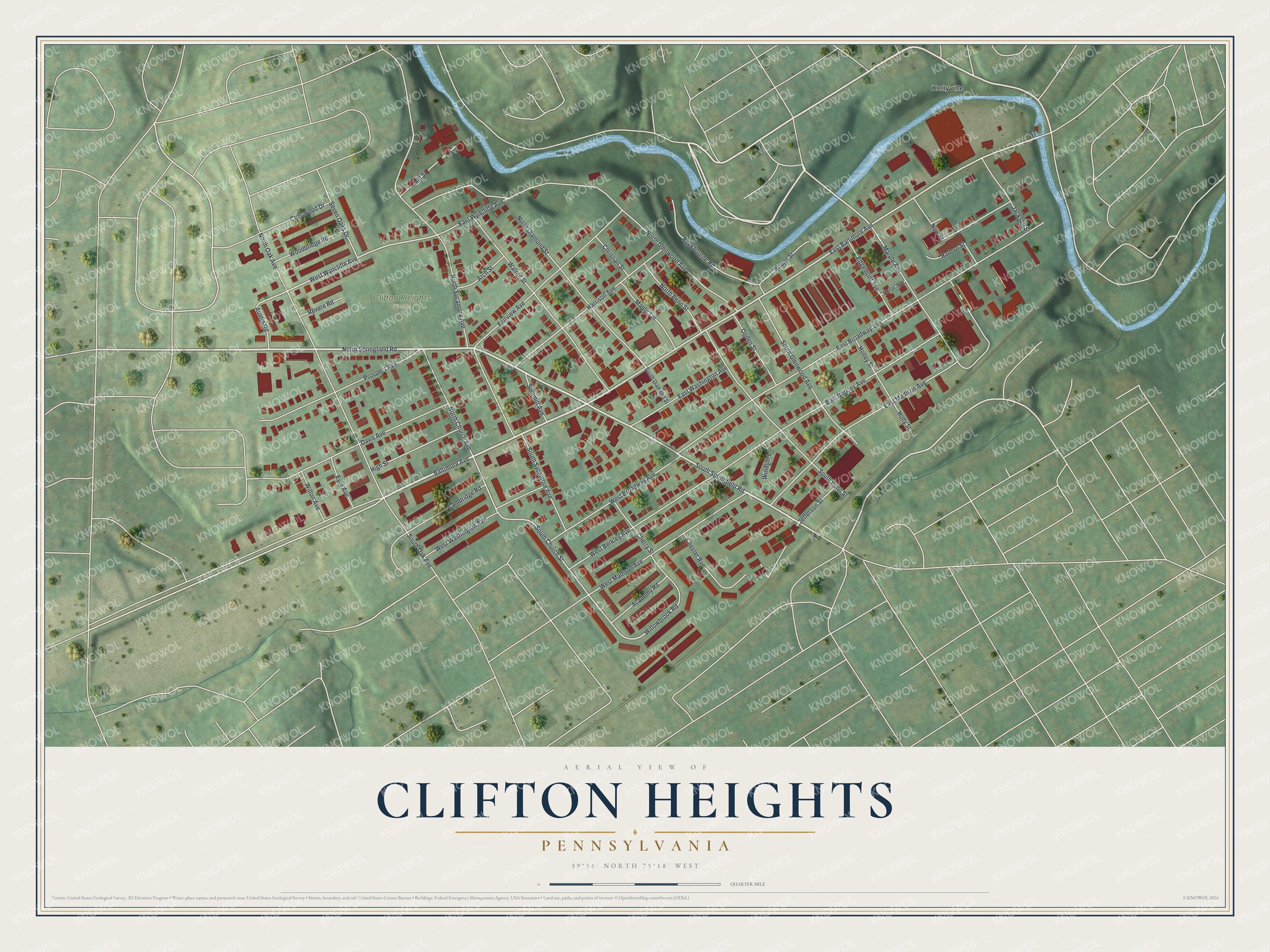Watermarked full-map preview of Clifton Heights, Pennsylvania