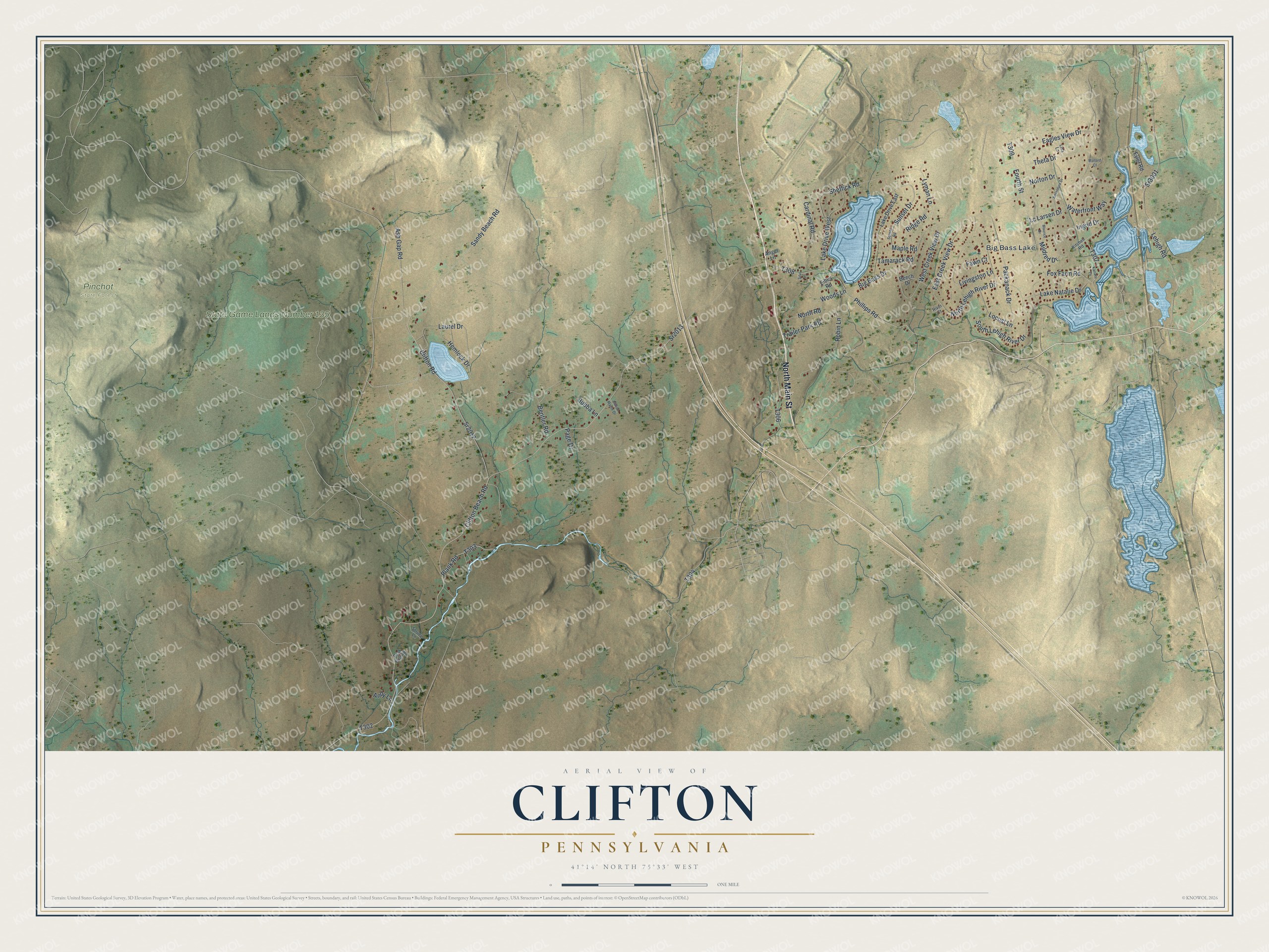 Watermarked full-map preview of Clifton, Pennsylvania