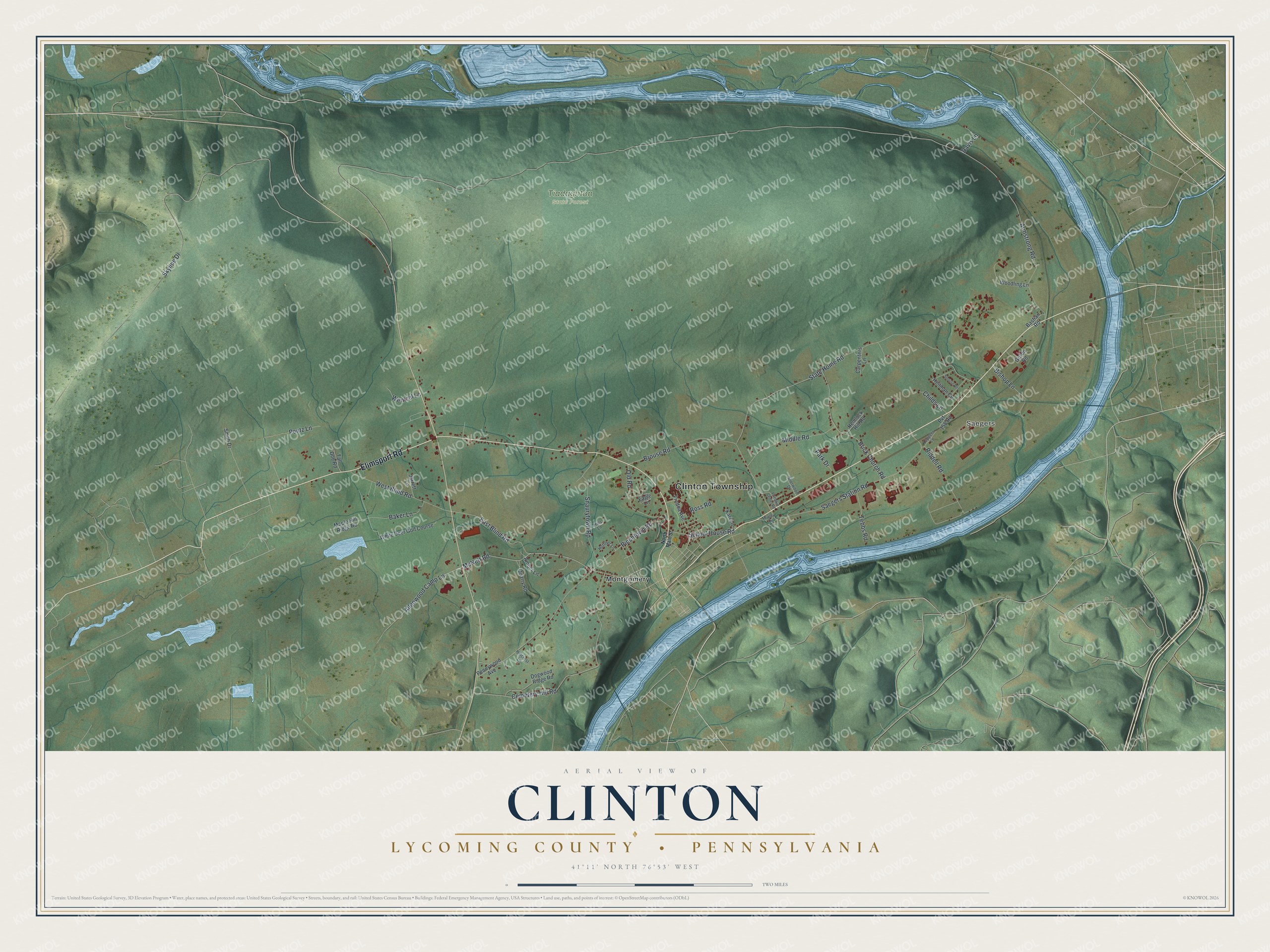 Watermarked full-map preview of Clinton, Pennsylvania