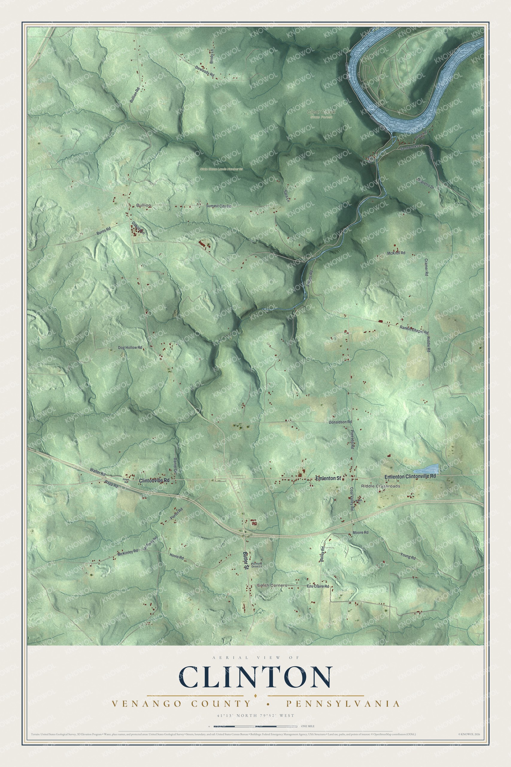 Watermarked full-map preview of Clinton, Pennsylvania