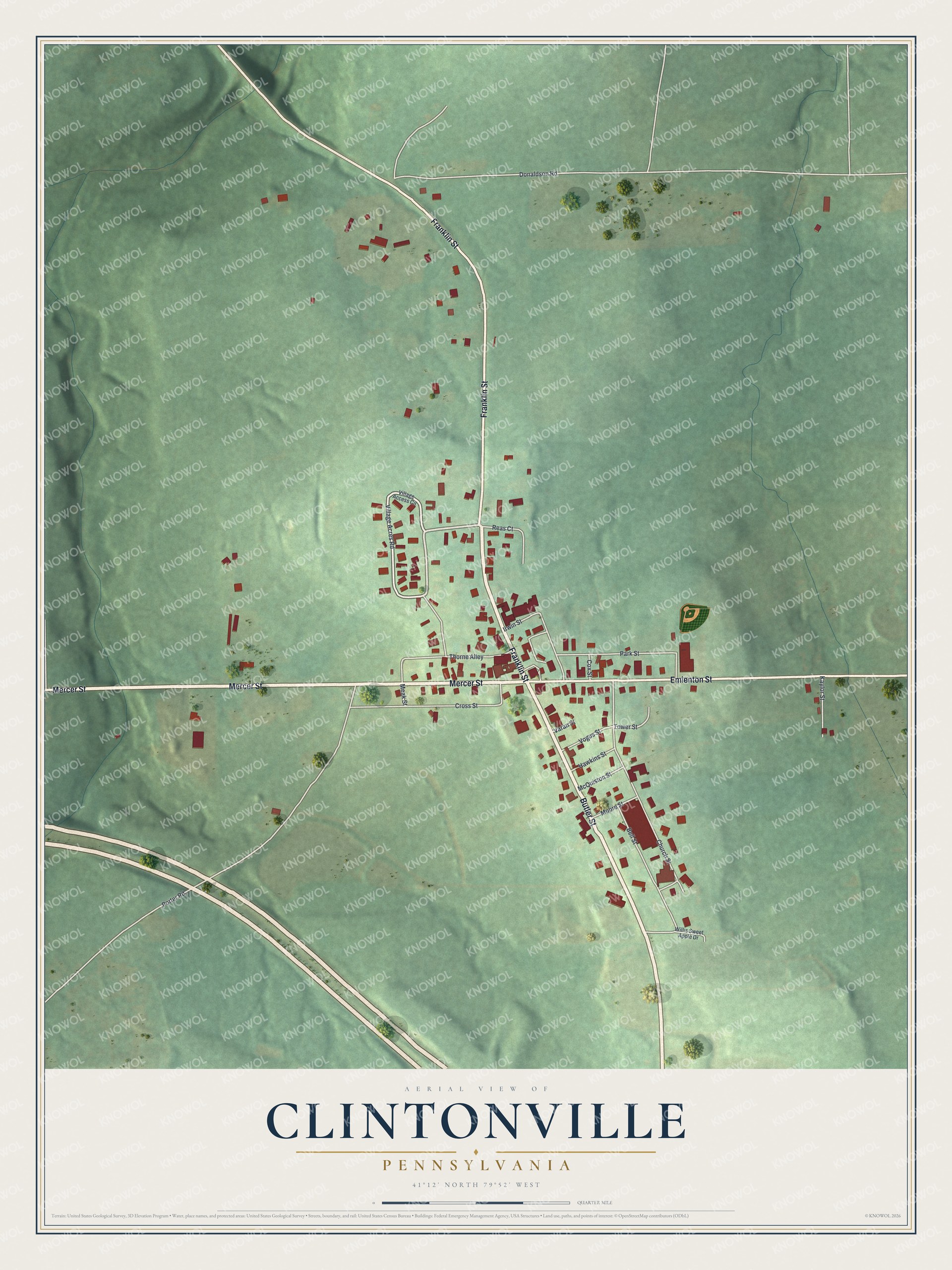 Watermarked full-map preview of Clintonville, Pennsylvania