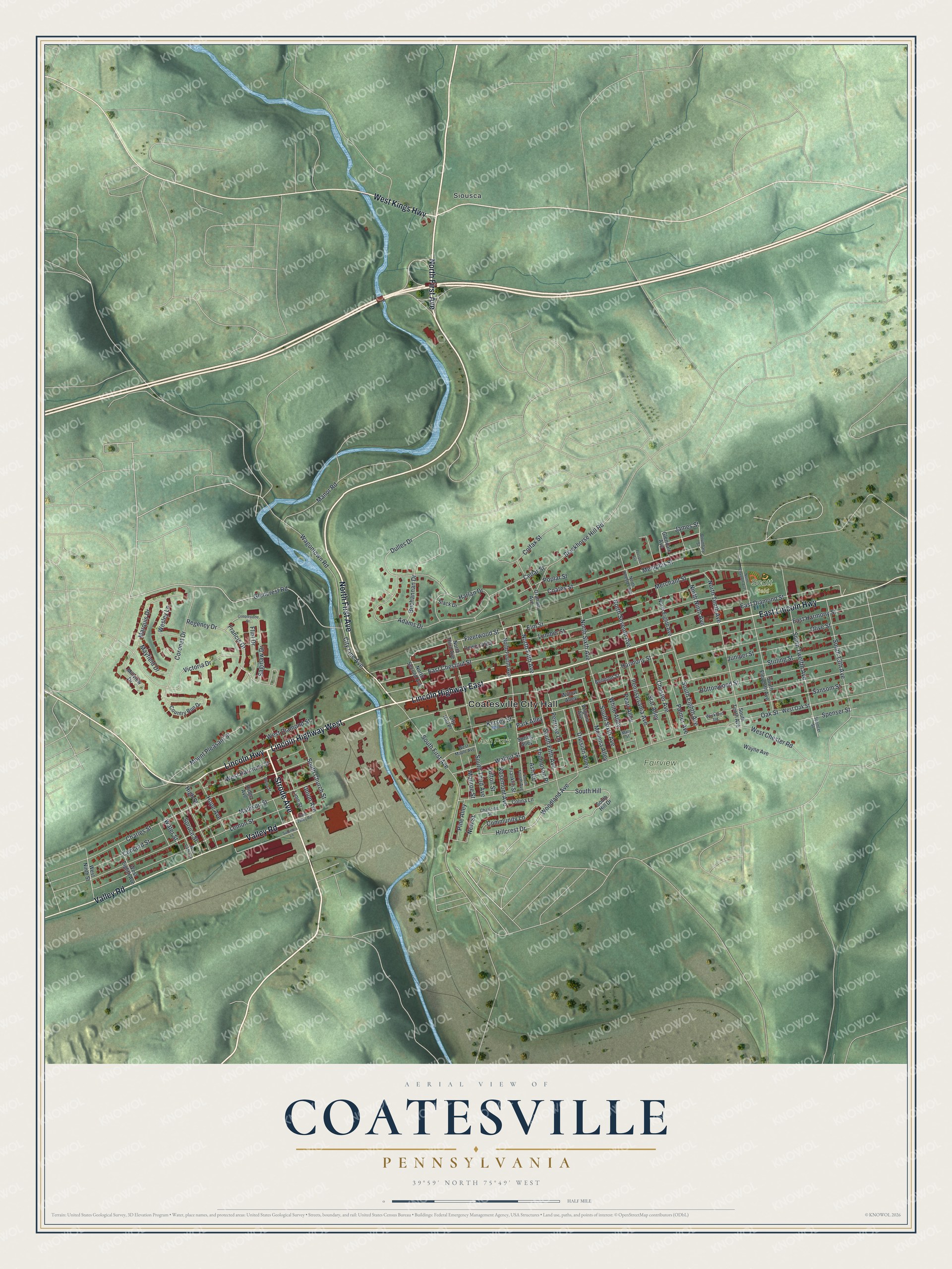Watermarked full-map preview of Coatesville, Pennsylvania