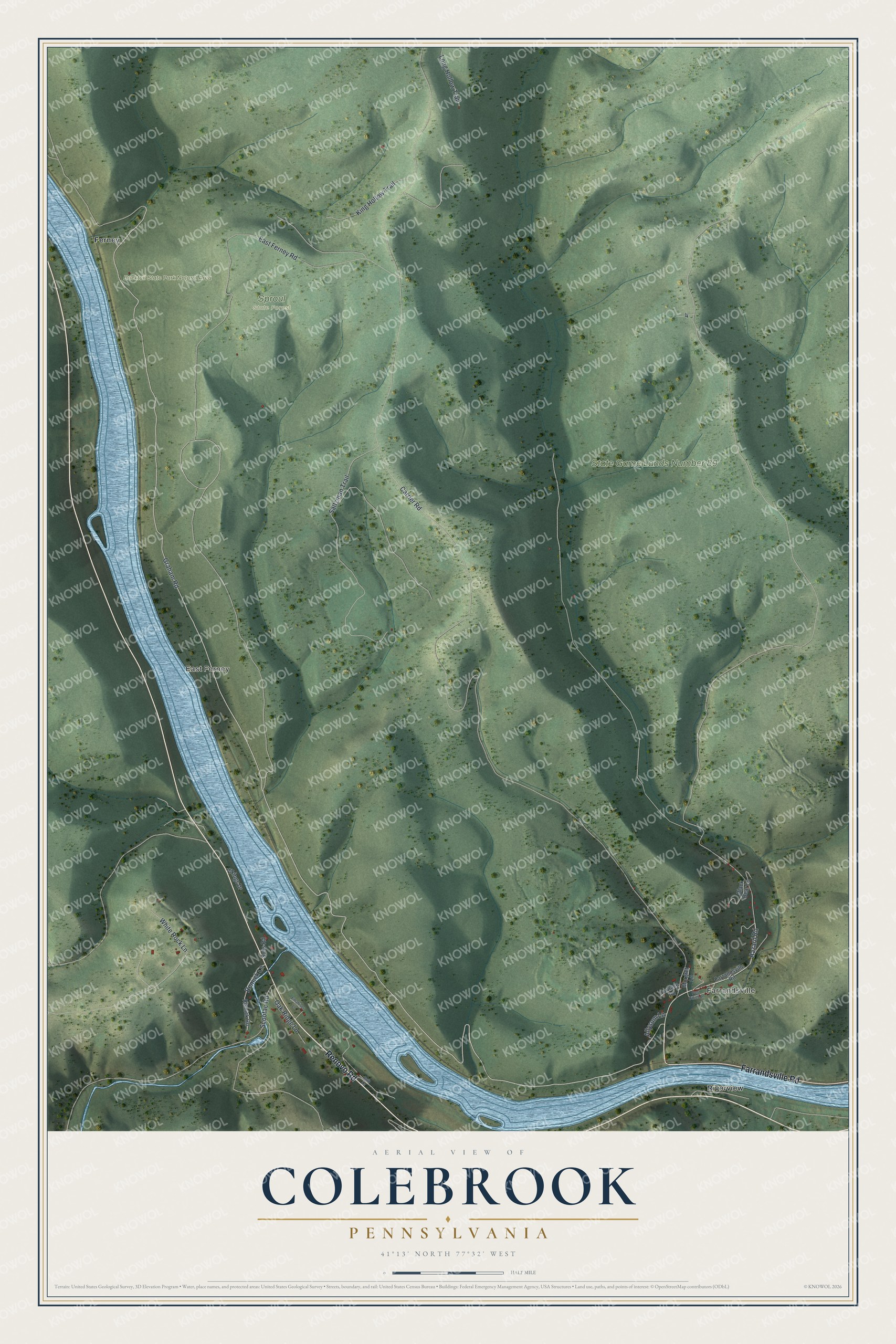 Watermarked full-map preview of Colebrook, Pennsylvania