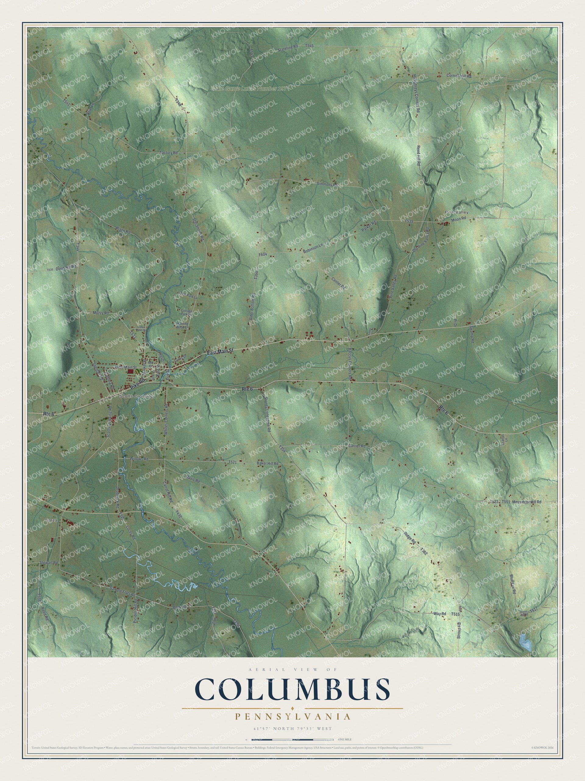 Watermarked full-map preview of Columbus, Pennsylvania