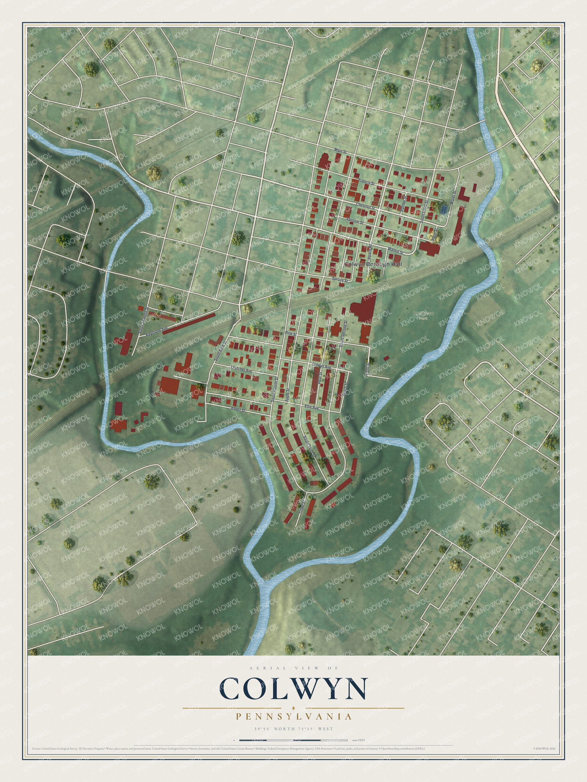 Watermarked full-map preview of Colwyn, Pennsylvania