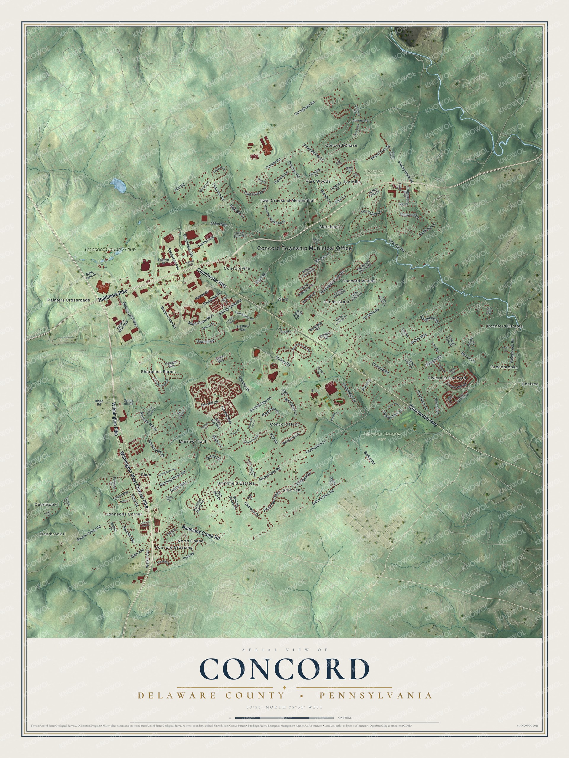 Watermarked full-map preview of Concord, Pennsylvania