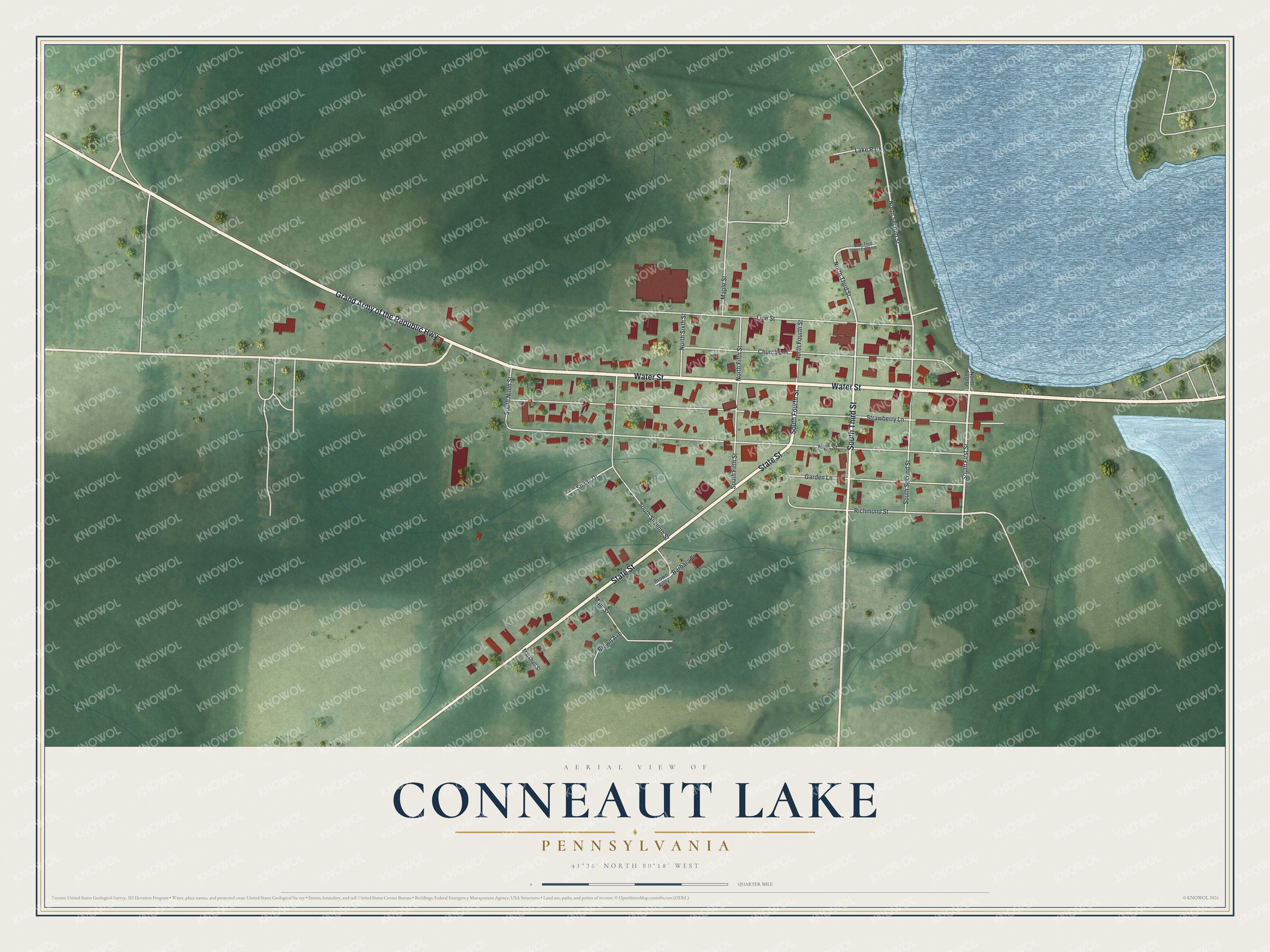 Watermarked full-map preview of Conneaut Lake, Pennsylvania