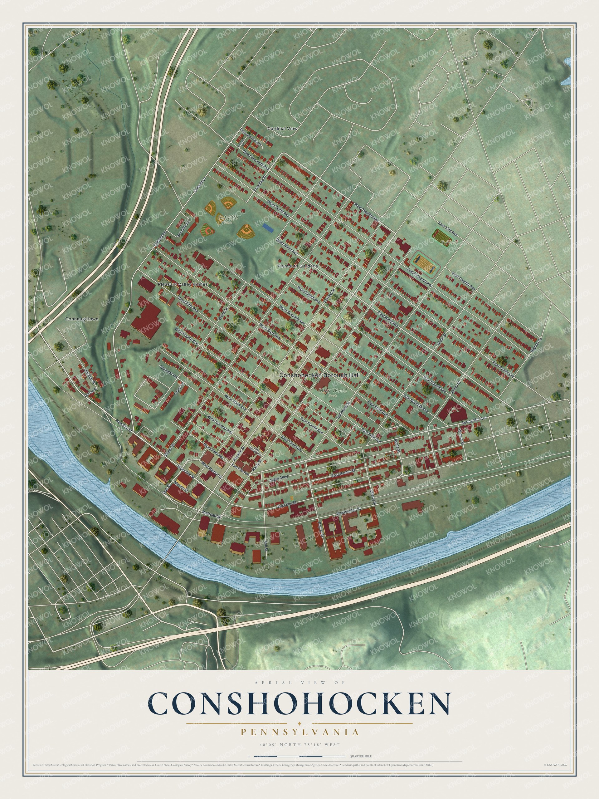 Watermarked full-map preview of Conshohocken, Pennsylvania