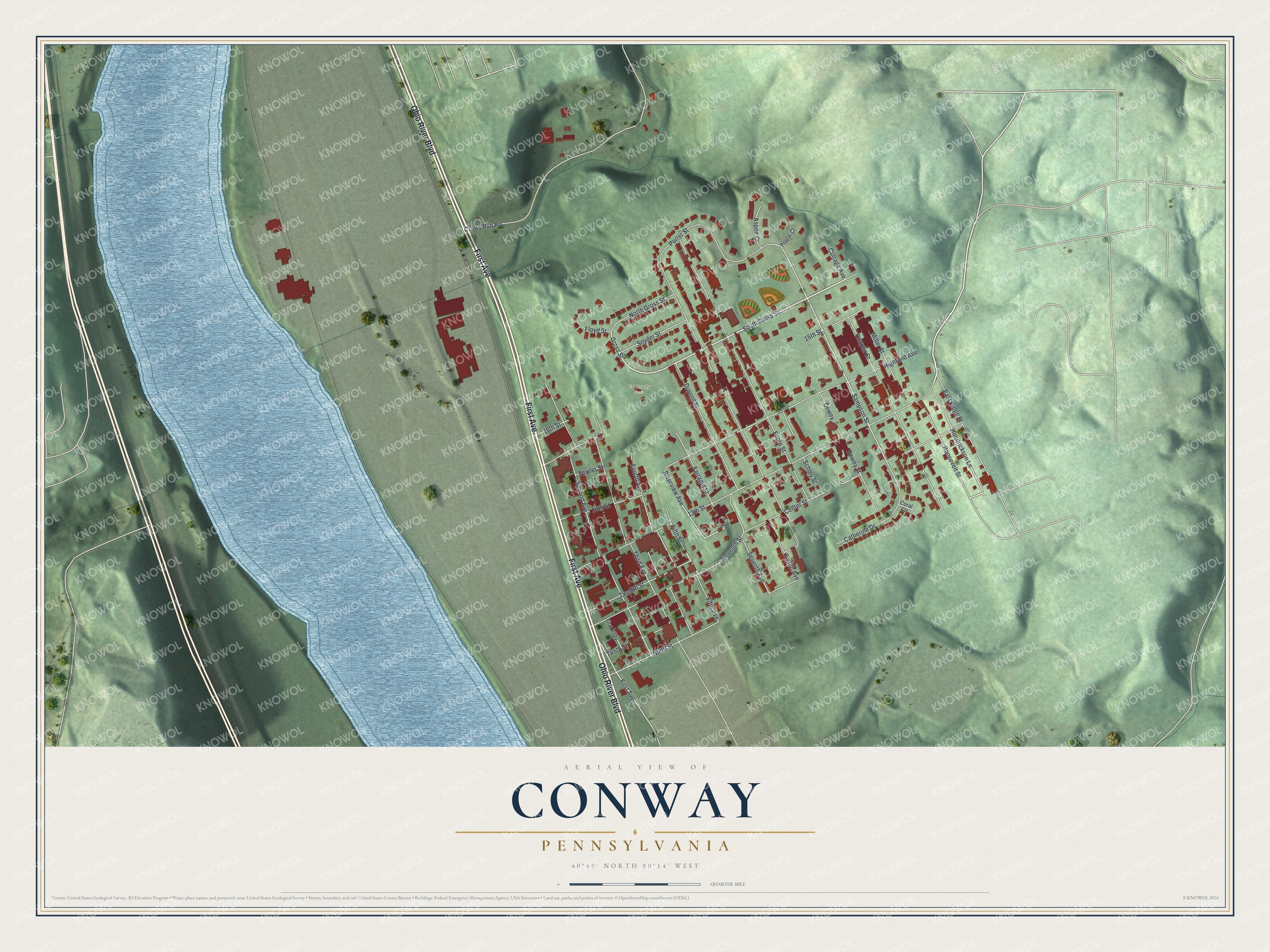 Watermarked full-map preview of Conway, Pennsylvania