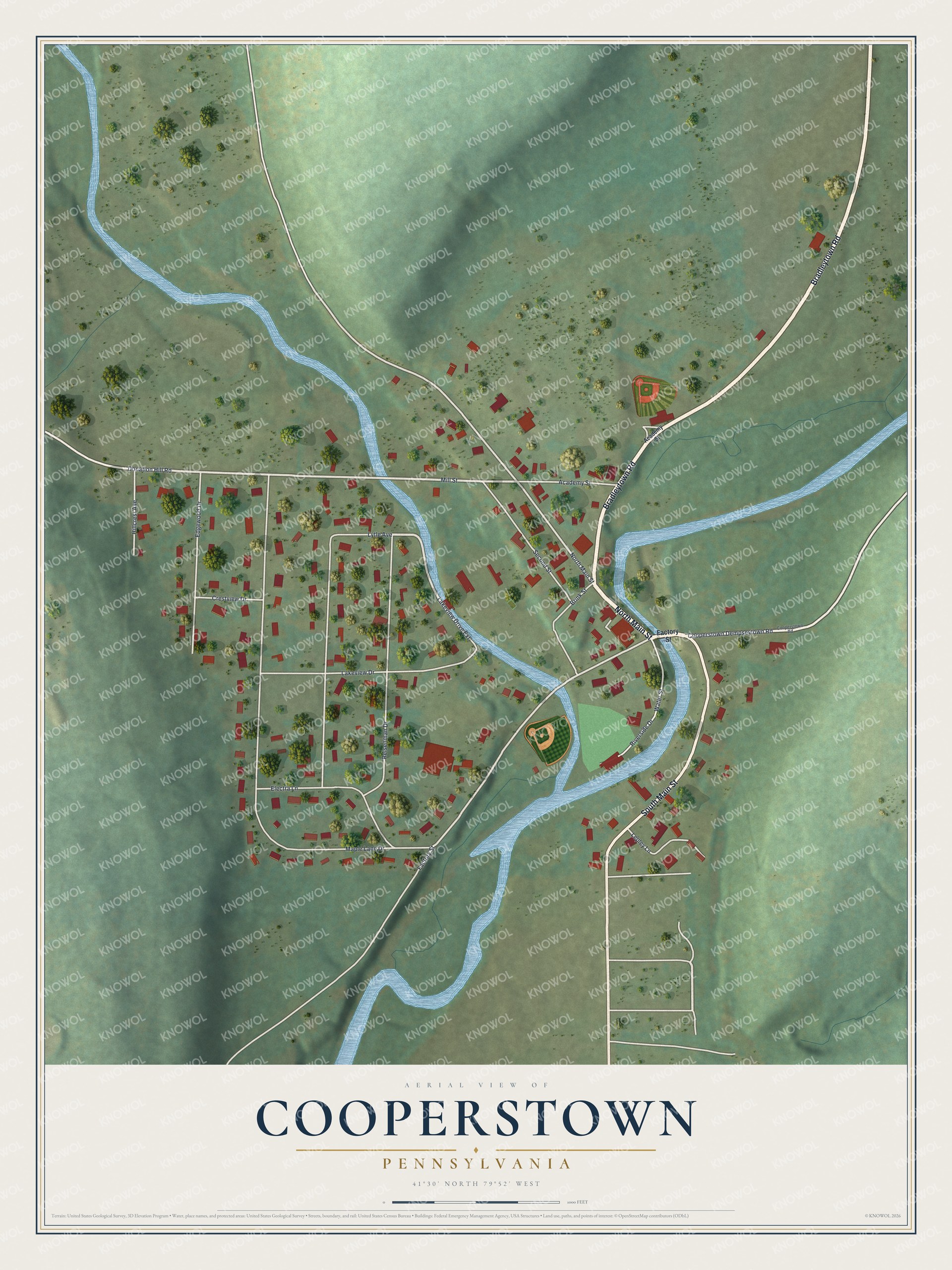 Watermarked full-map preview of Cooperstown, Pennsylvania