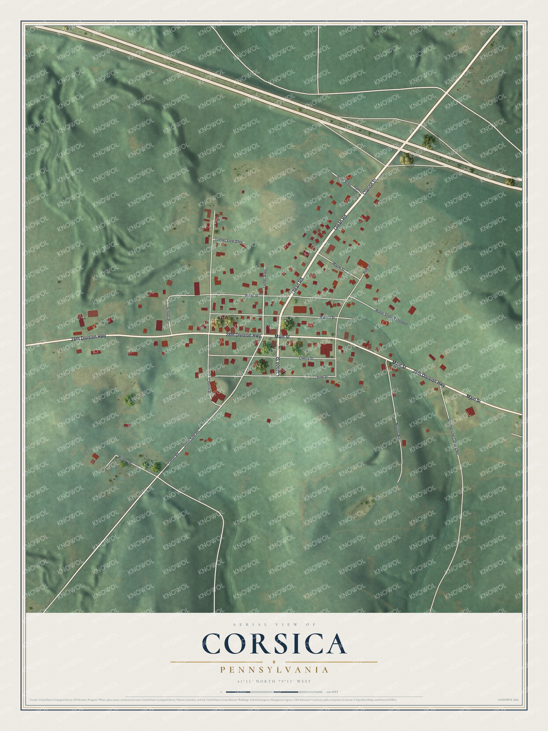 Watermarked full-map preview of Corsica, Pennsylvania