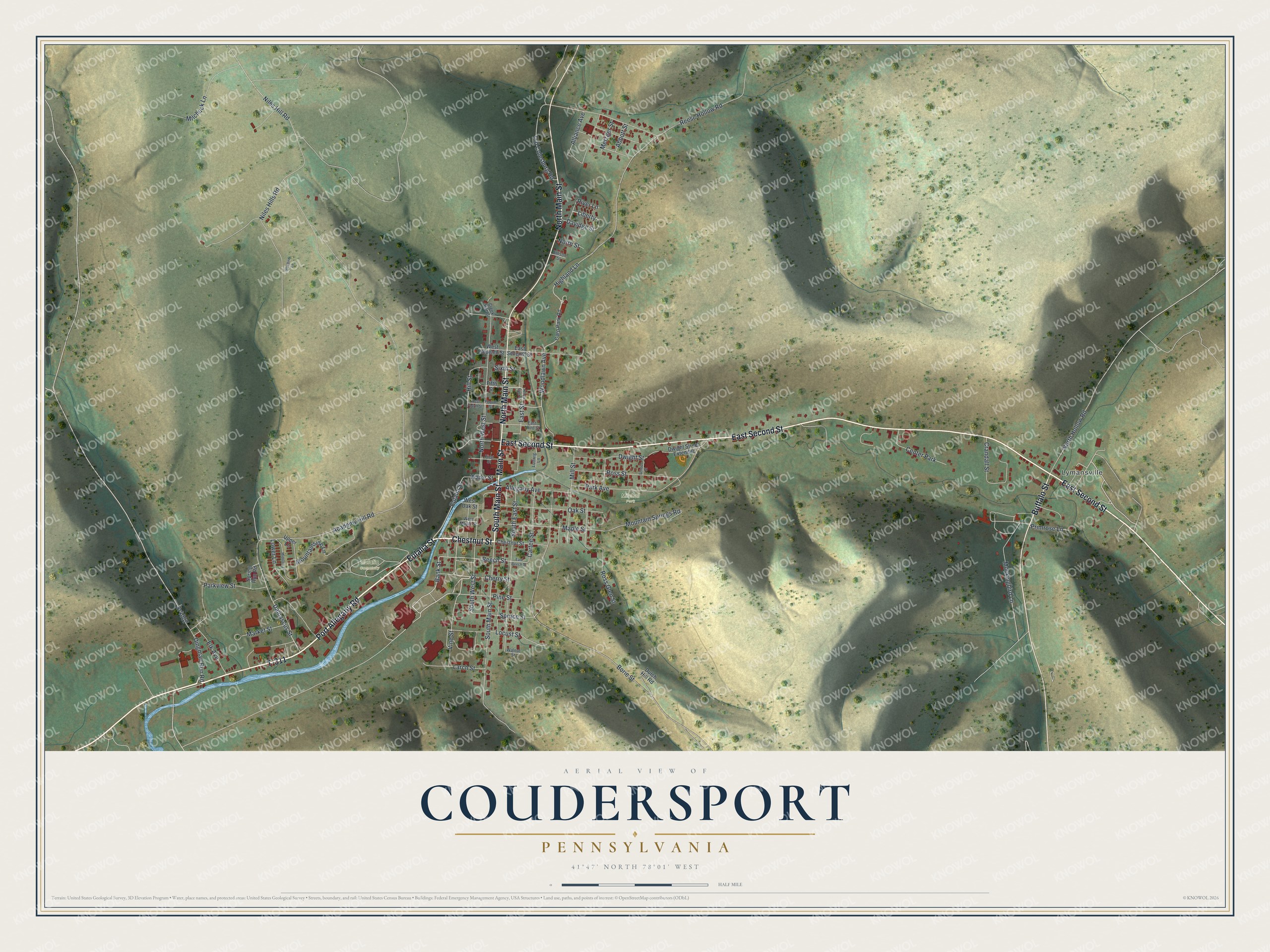 Watermarked full-map preview of Coudersport, Pennsylvania
