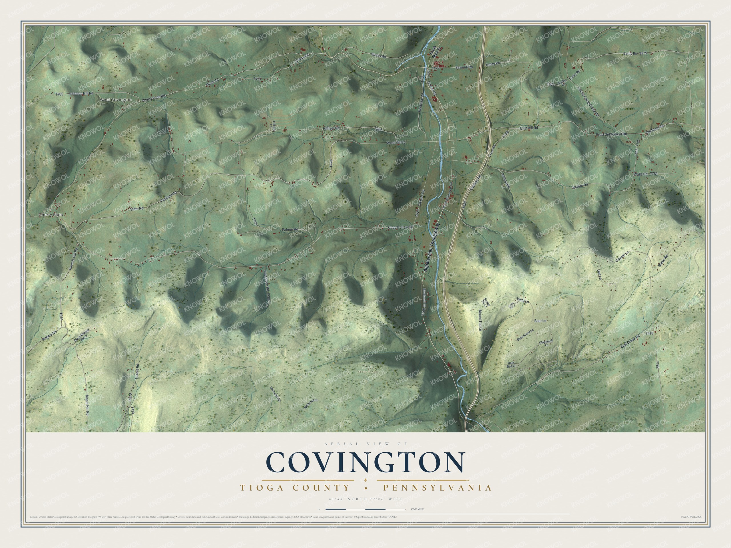 Watermarked full-map preview of Covington, Pennsylvania