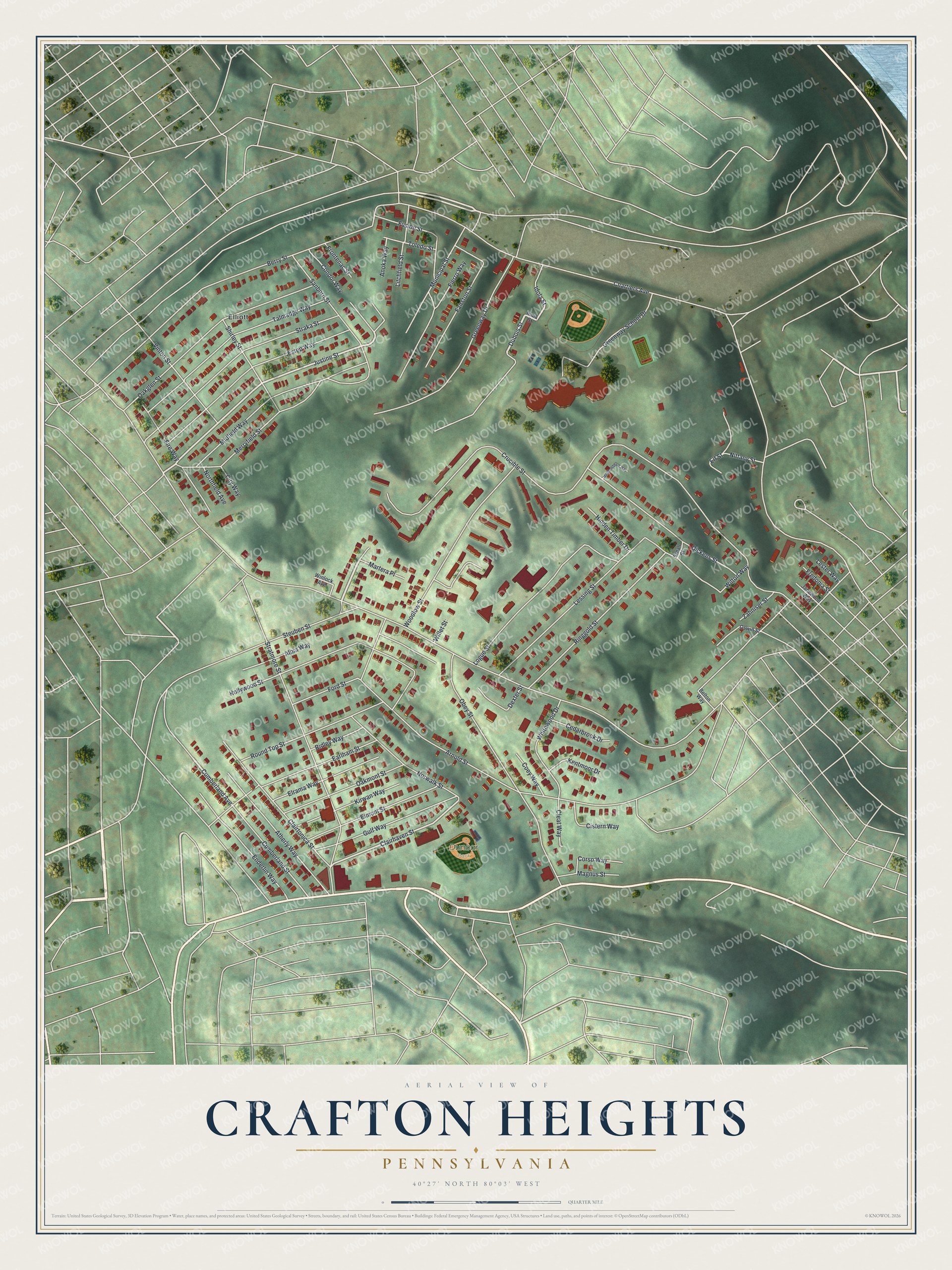 Watermarked full-map preview of Crafton Heights, Pennsylvania