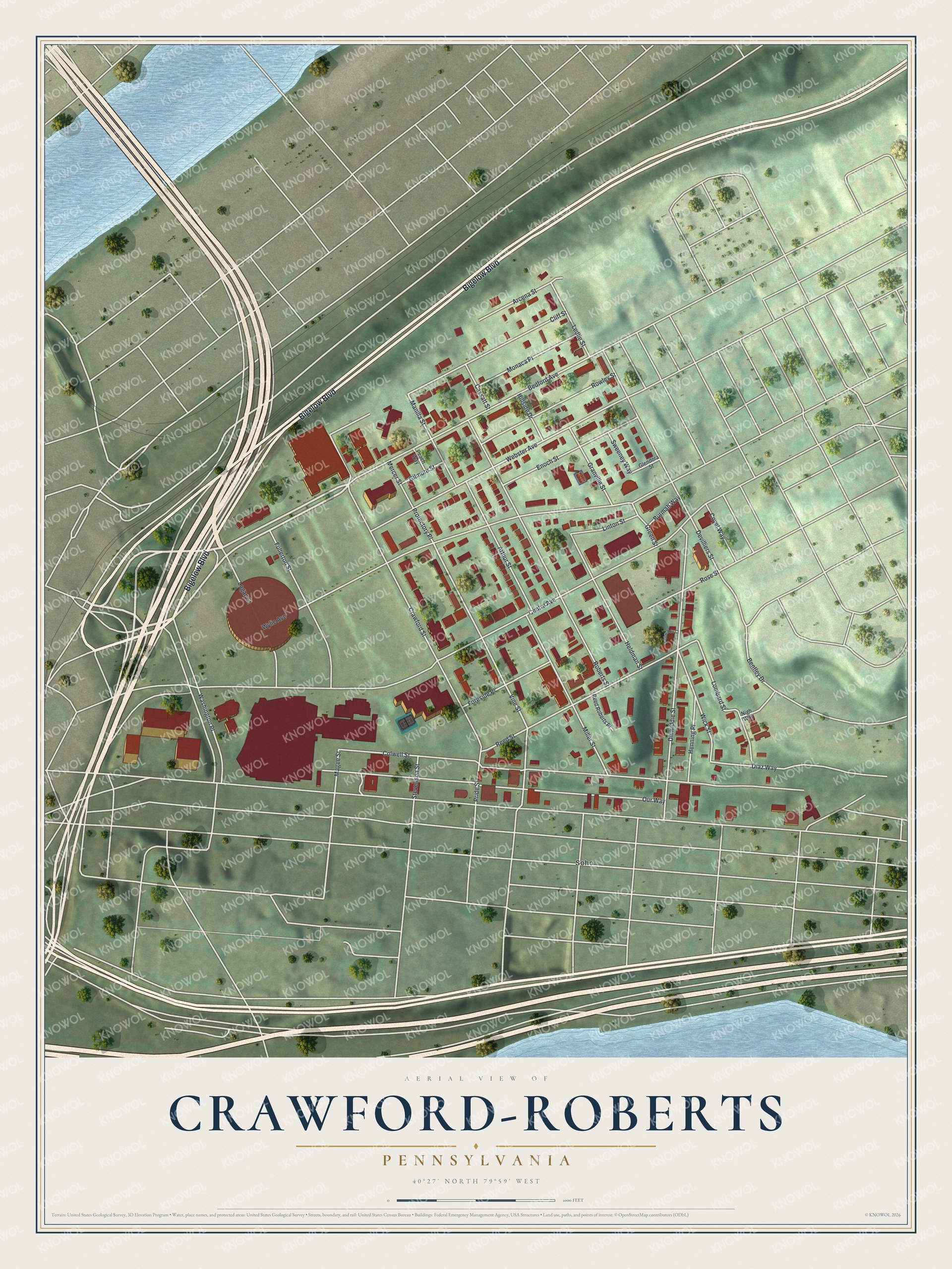 Watermarked full-map preview of Crawford-Roberts, Pennsylvania
