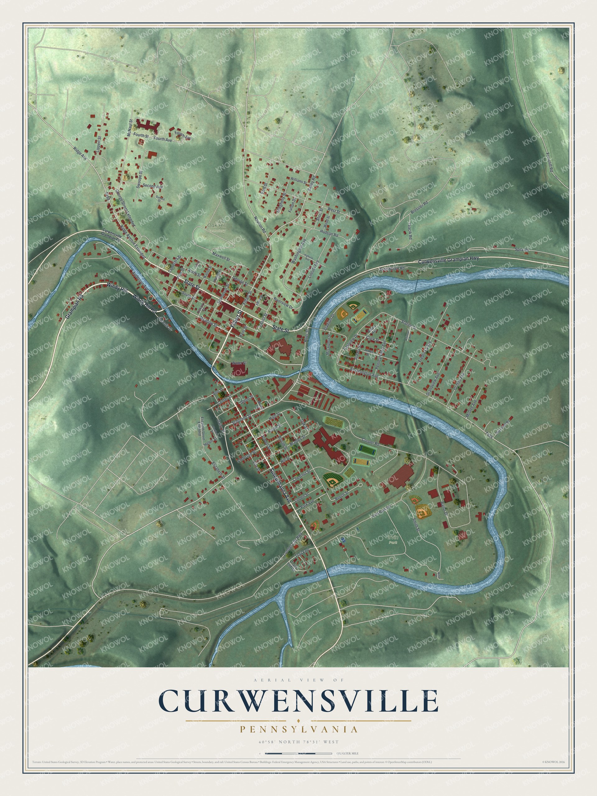 Watermarked full-map preview of Curwensville, Pennsylvania