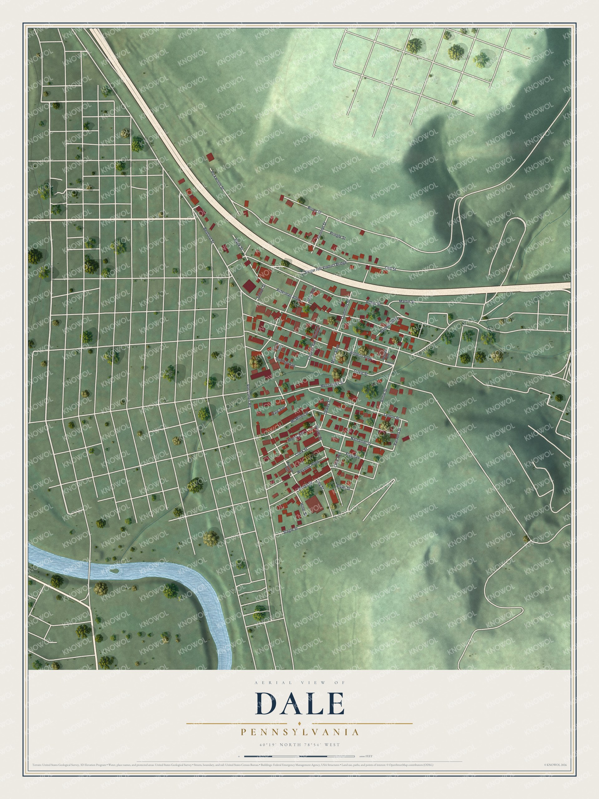 Watermarked full-map preview of Dale, Pennsylvania