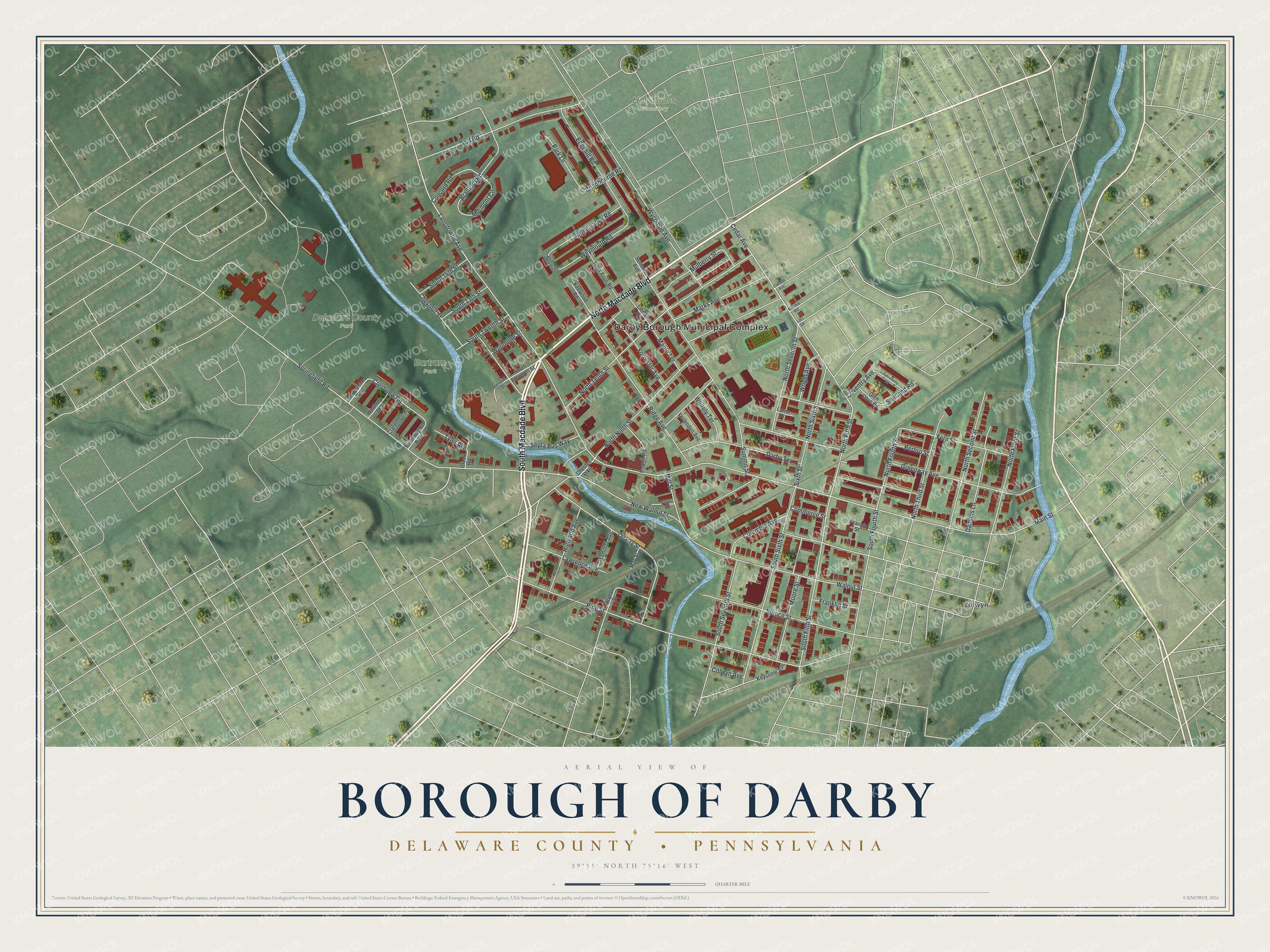 Watermarked full-map preview of Borough of Darby, Pennsylvania