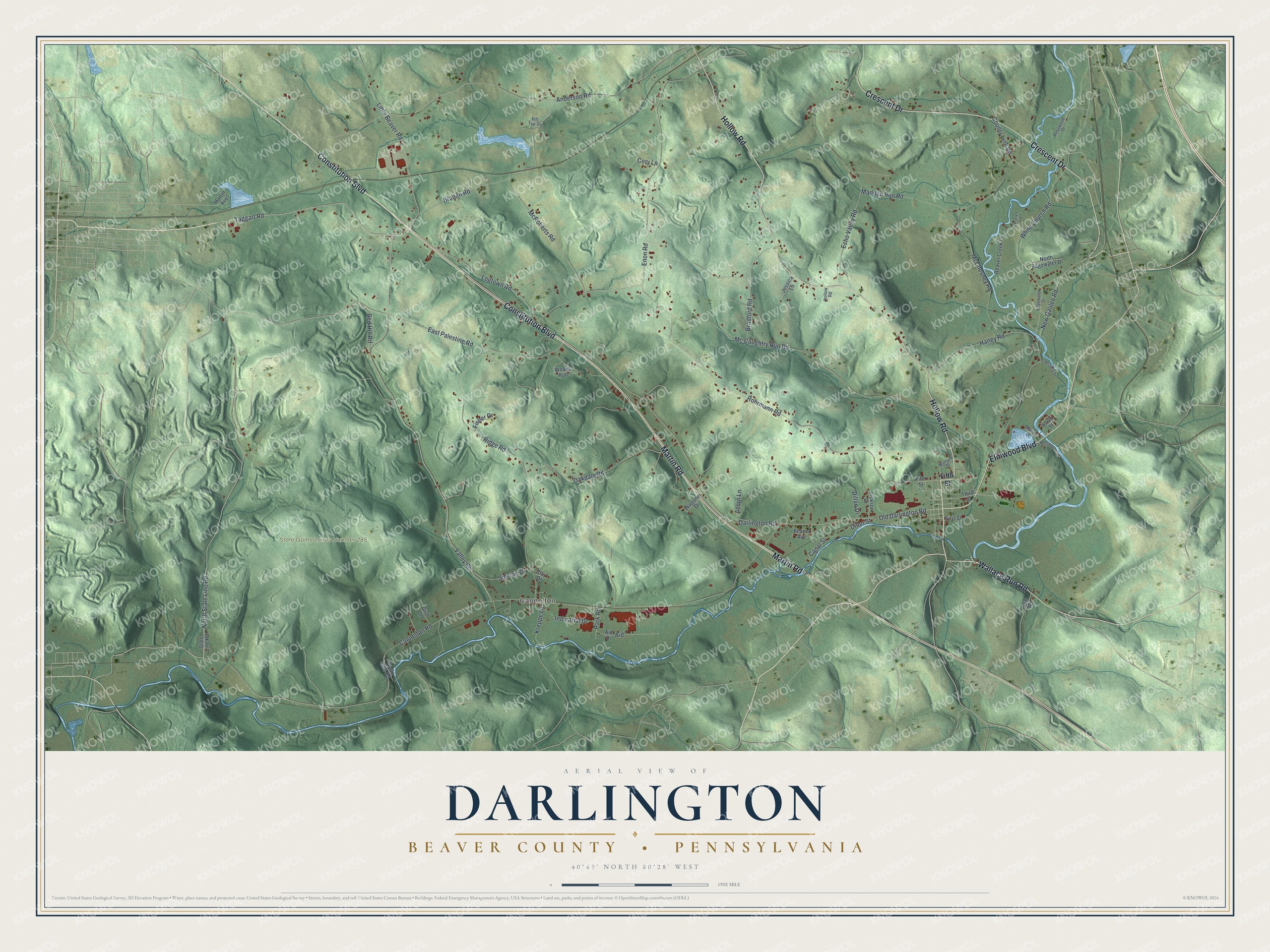 Watermarked full-map preview of Darlington, Pennsylvania