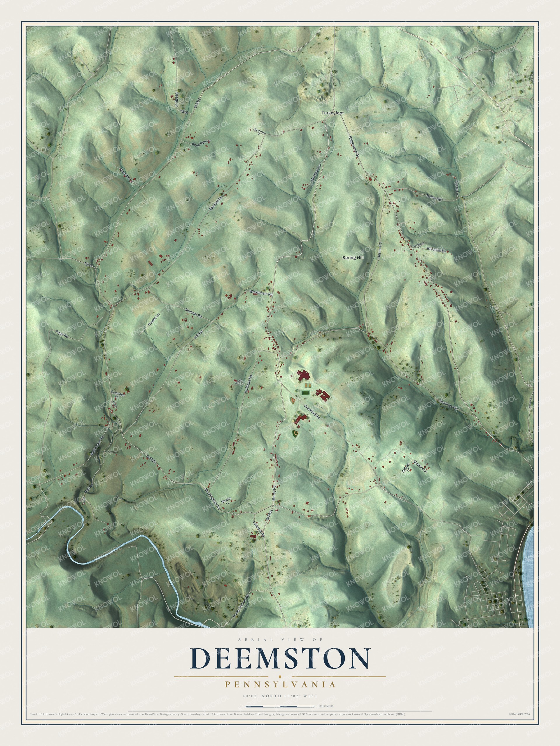 Watermarked full-map preview of Deemston, Pennsylvania
