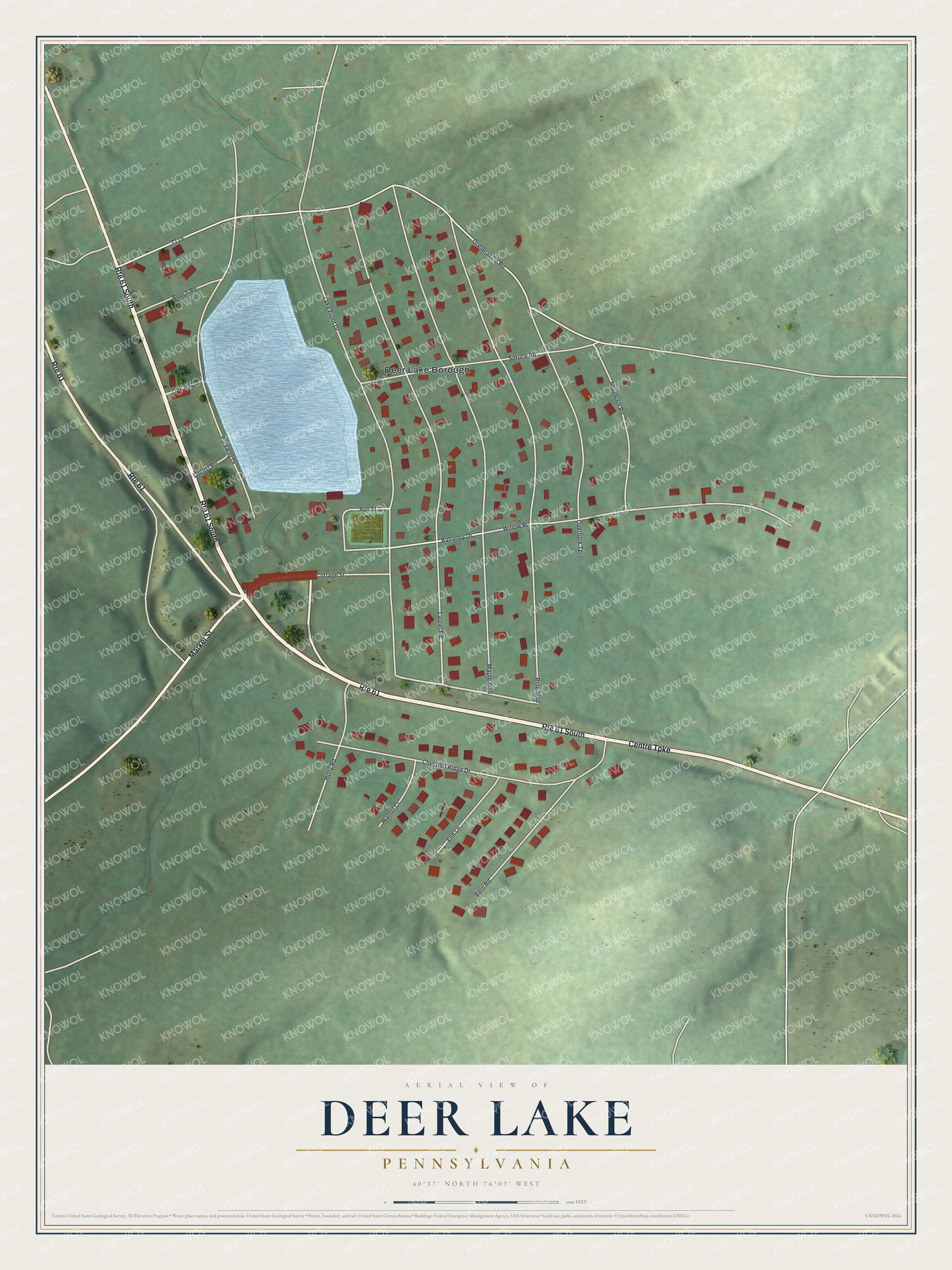 Watermarked full-map preview of Deer Lake, Pennsylvania