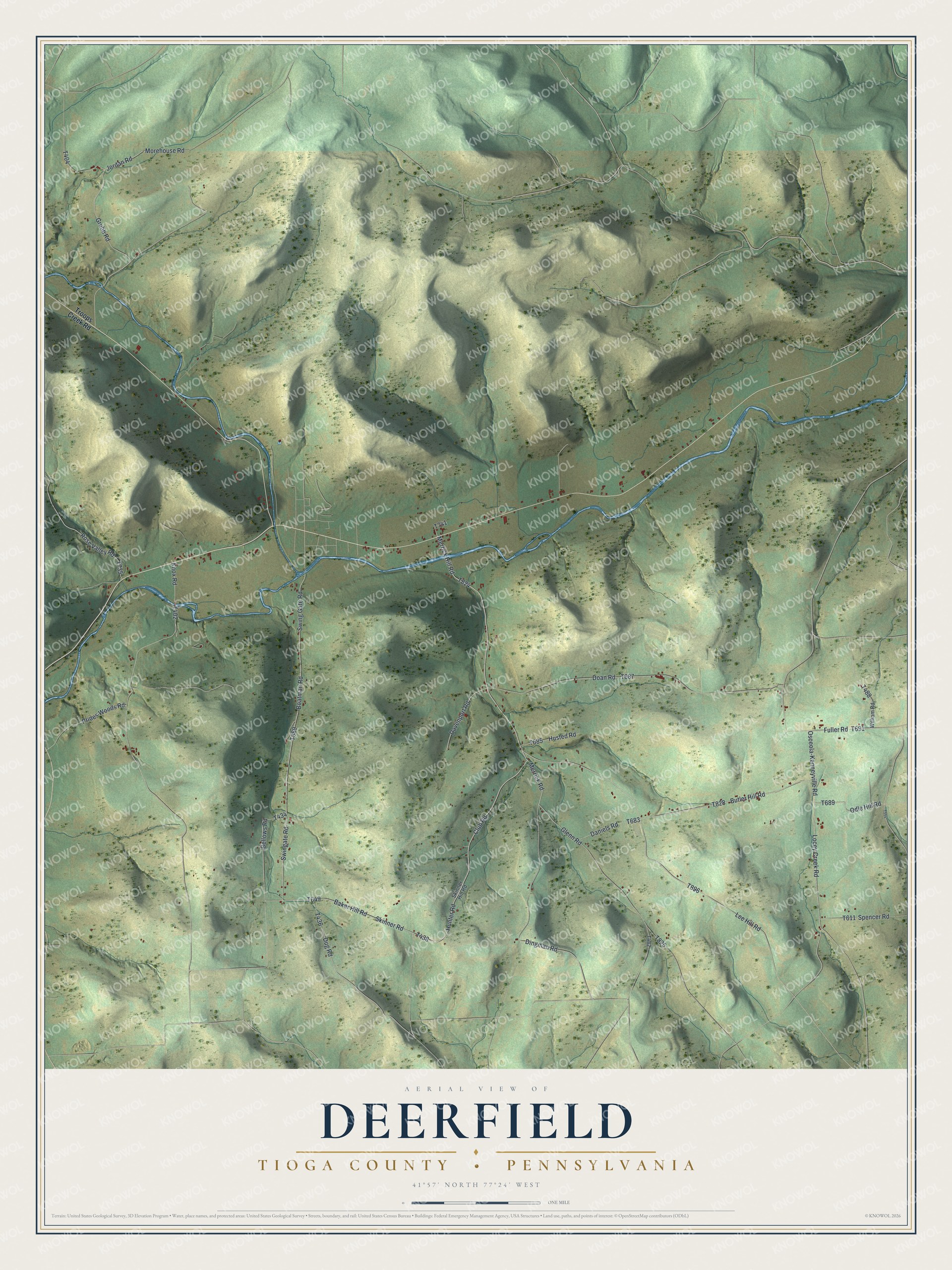 Watermarked full-map preview of Deerfield, Pennsylvania