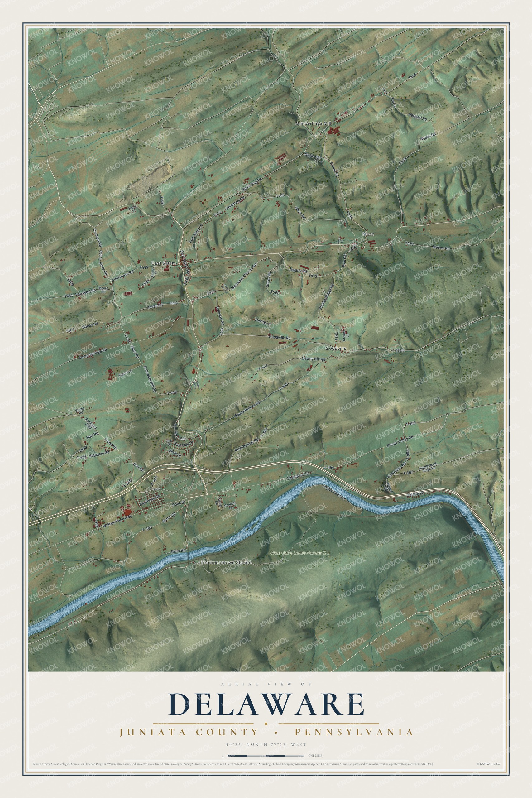 Watermarked full-map preview of Delaware, Pennsylvania