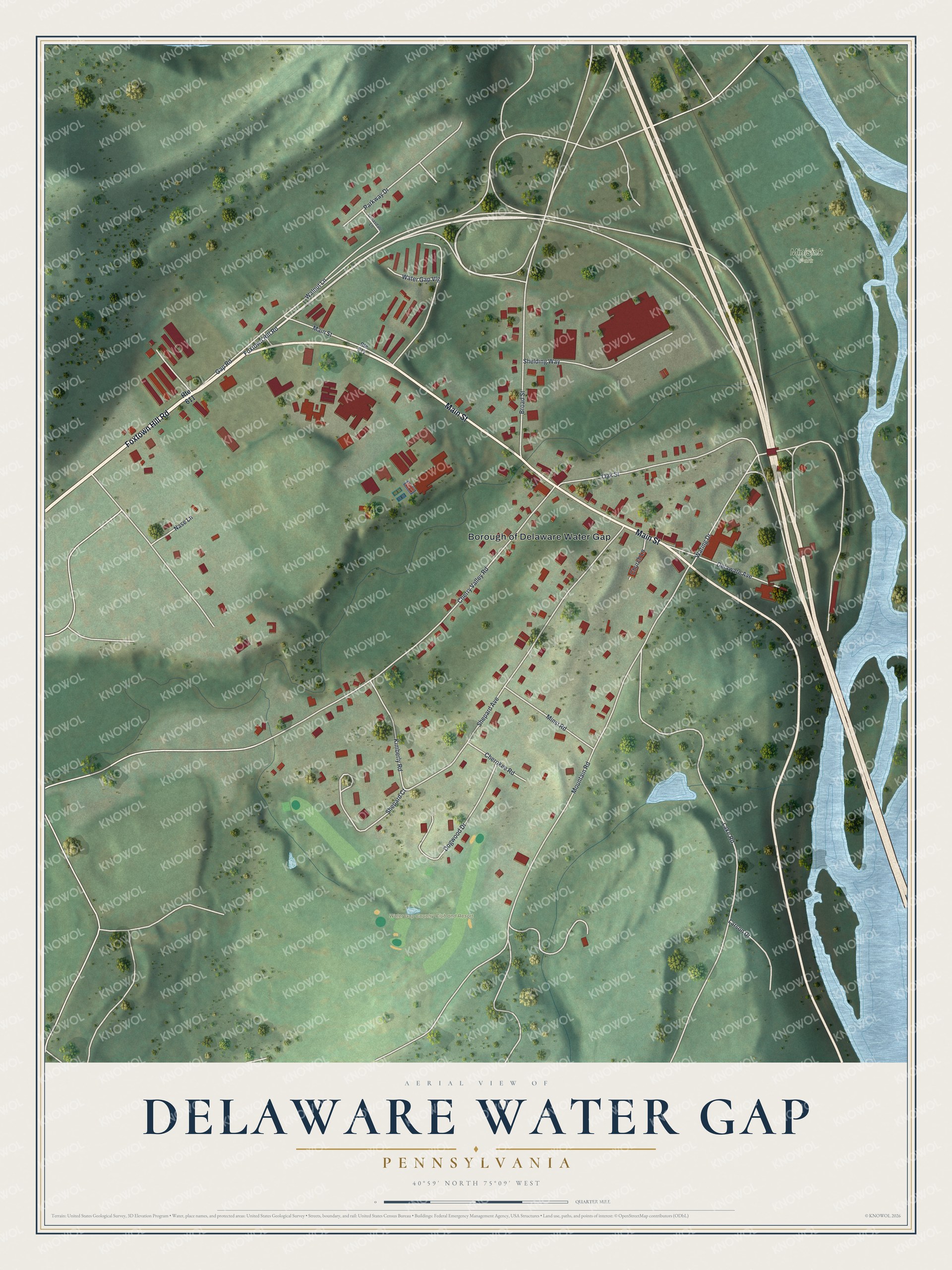 Watermarked full-map preview of Delaware Water Gap, Pennsylvania