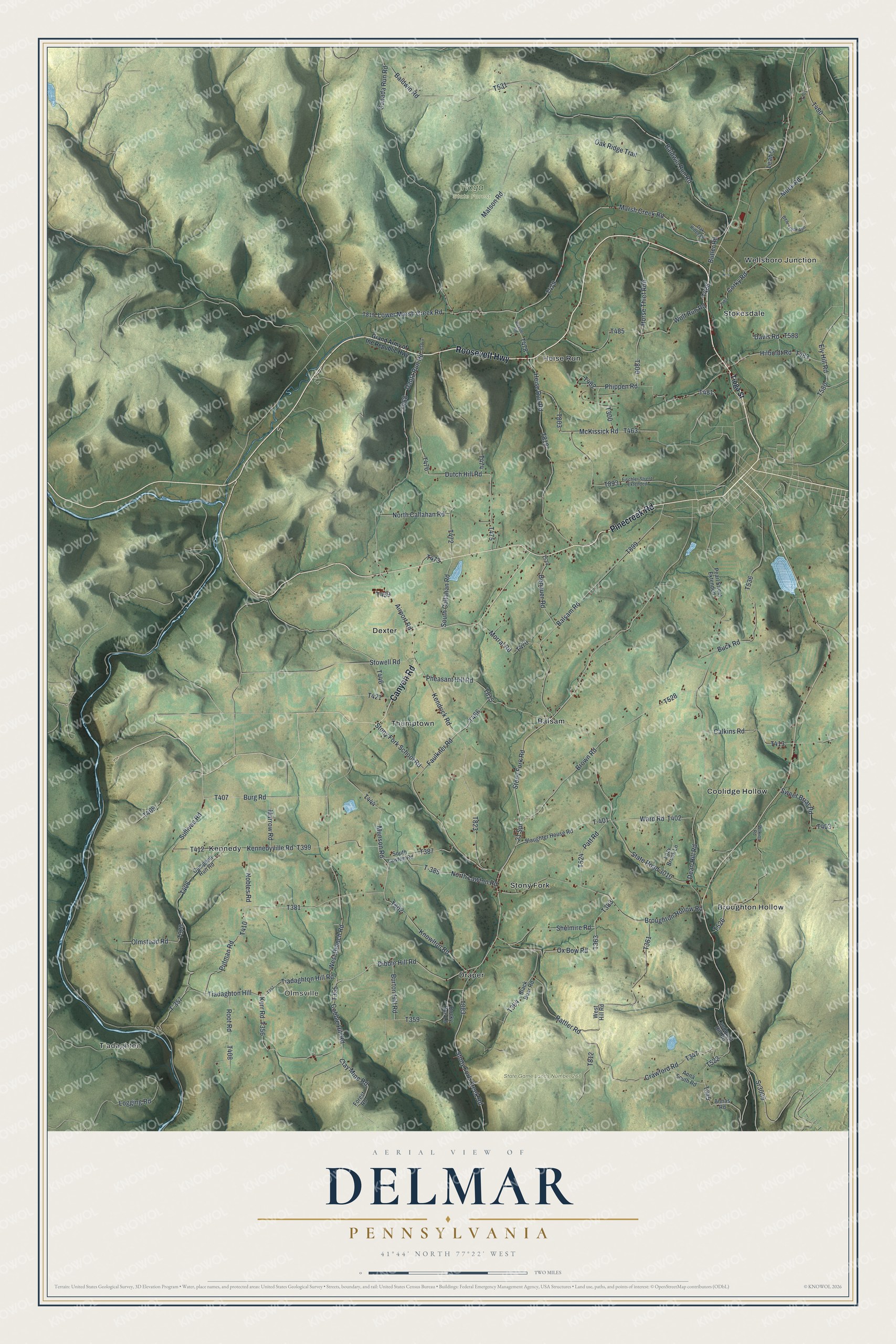 Watermarked full-map preview of Delmar, Pennsylvania