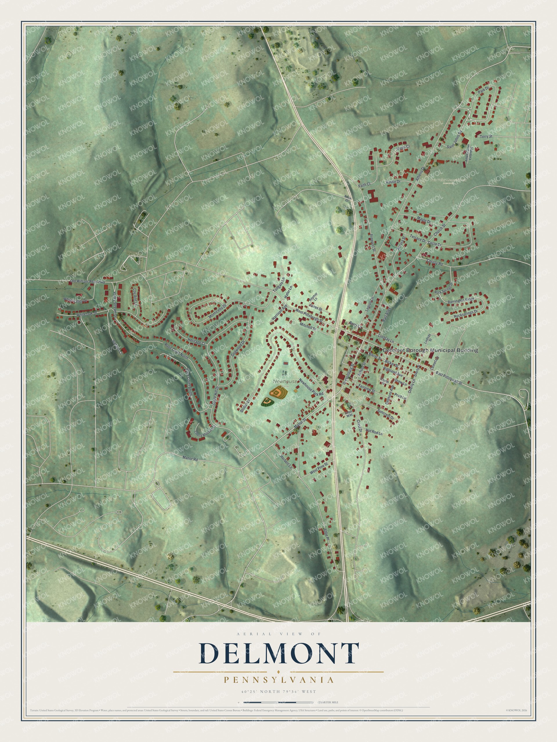 Watermarked full-map preview of Delmont, Pennsylvania