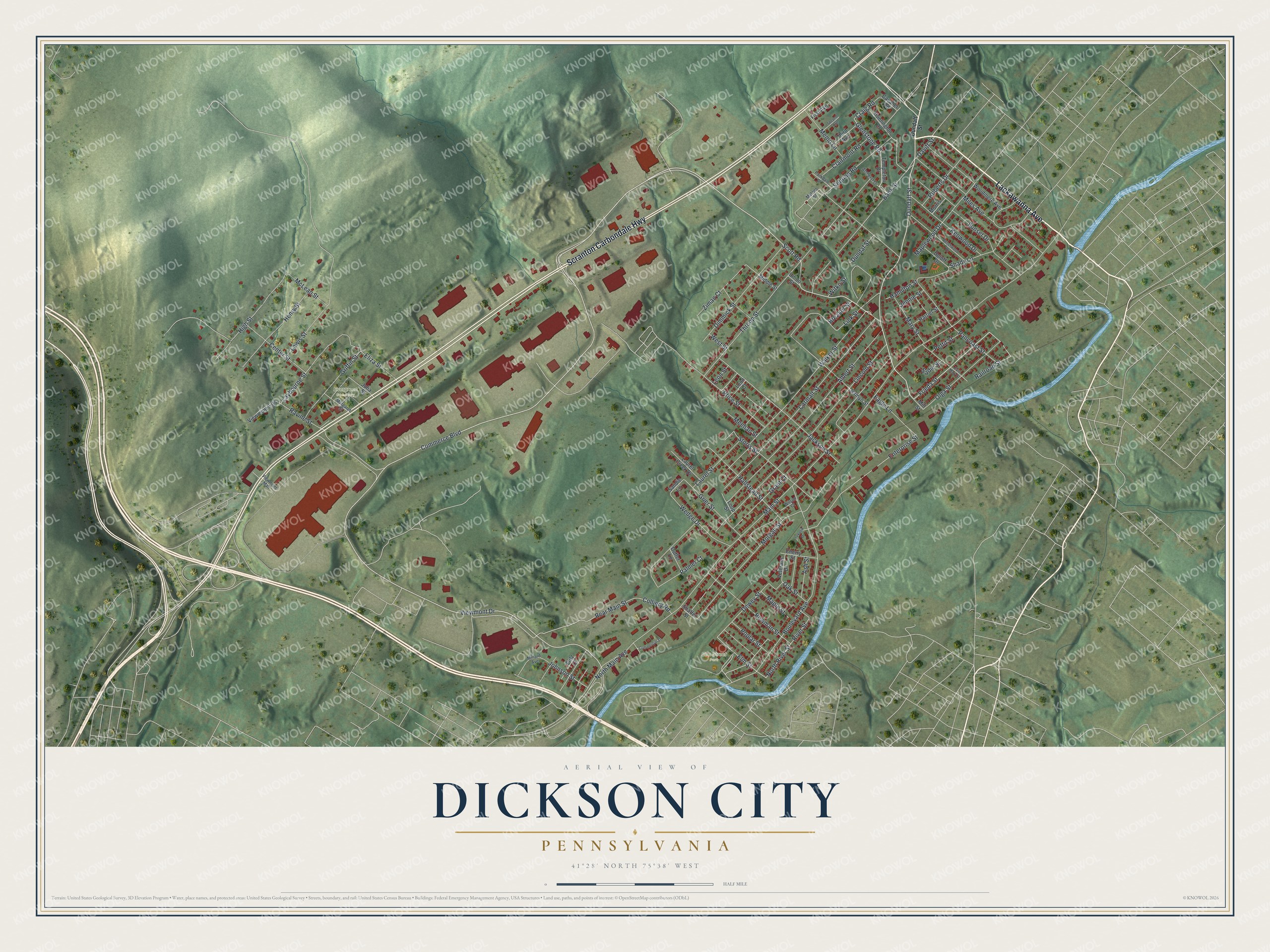Watermarked full-map preview of Dickson City, Pennsylvania