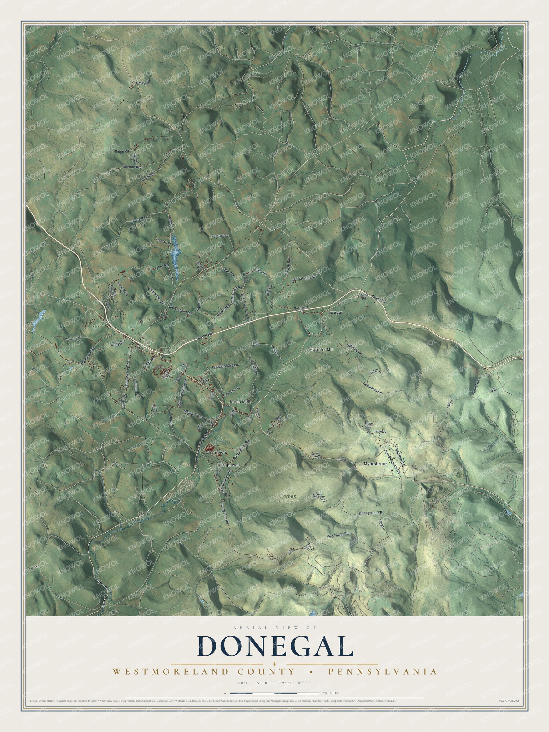 Watermarked full-map preview of Donegal, Pennsylvania