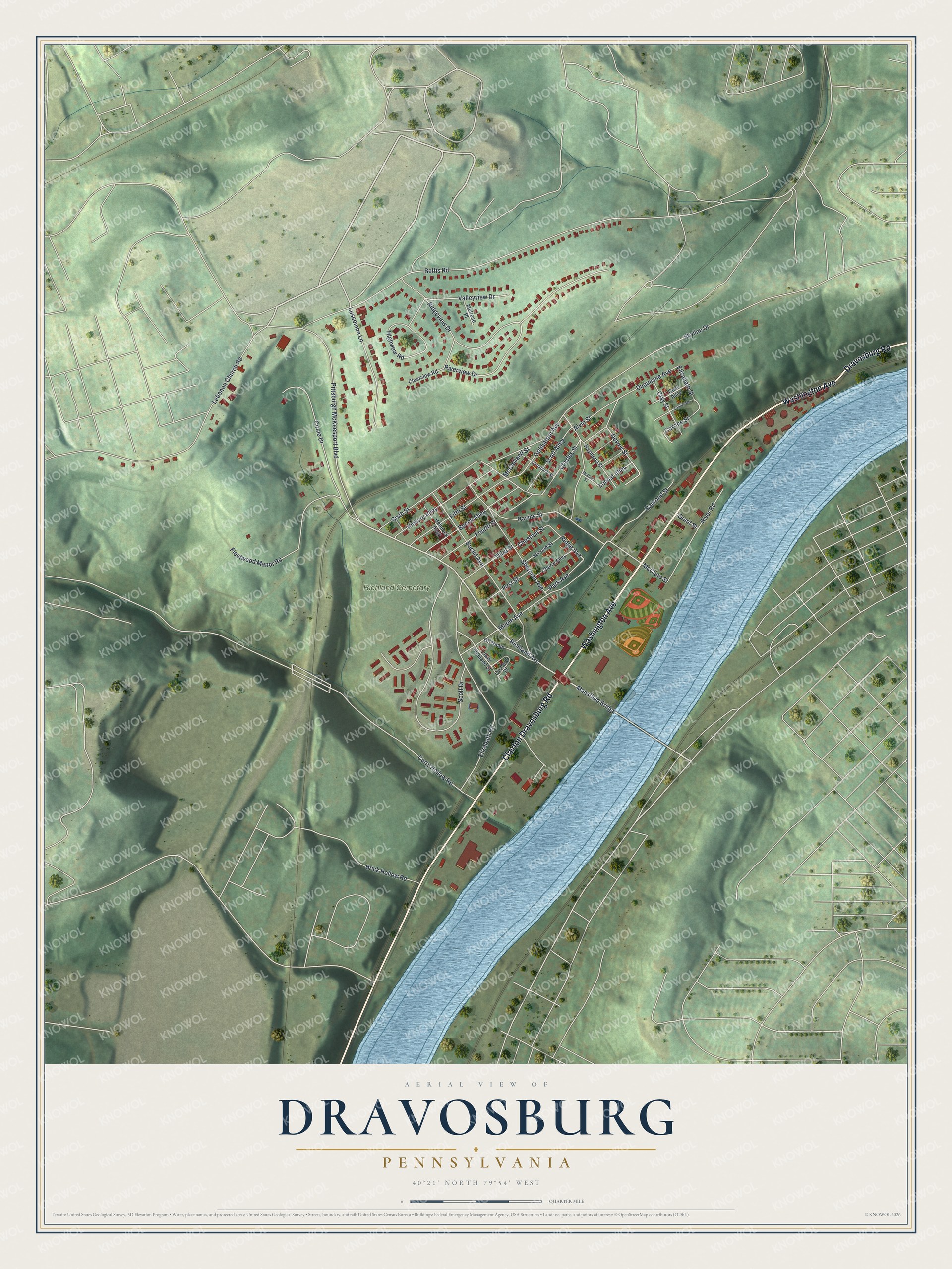 Watermarked full-map preview of Dravosburg, Pennsylvania