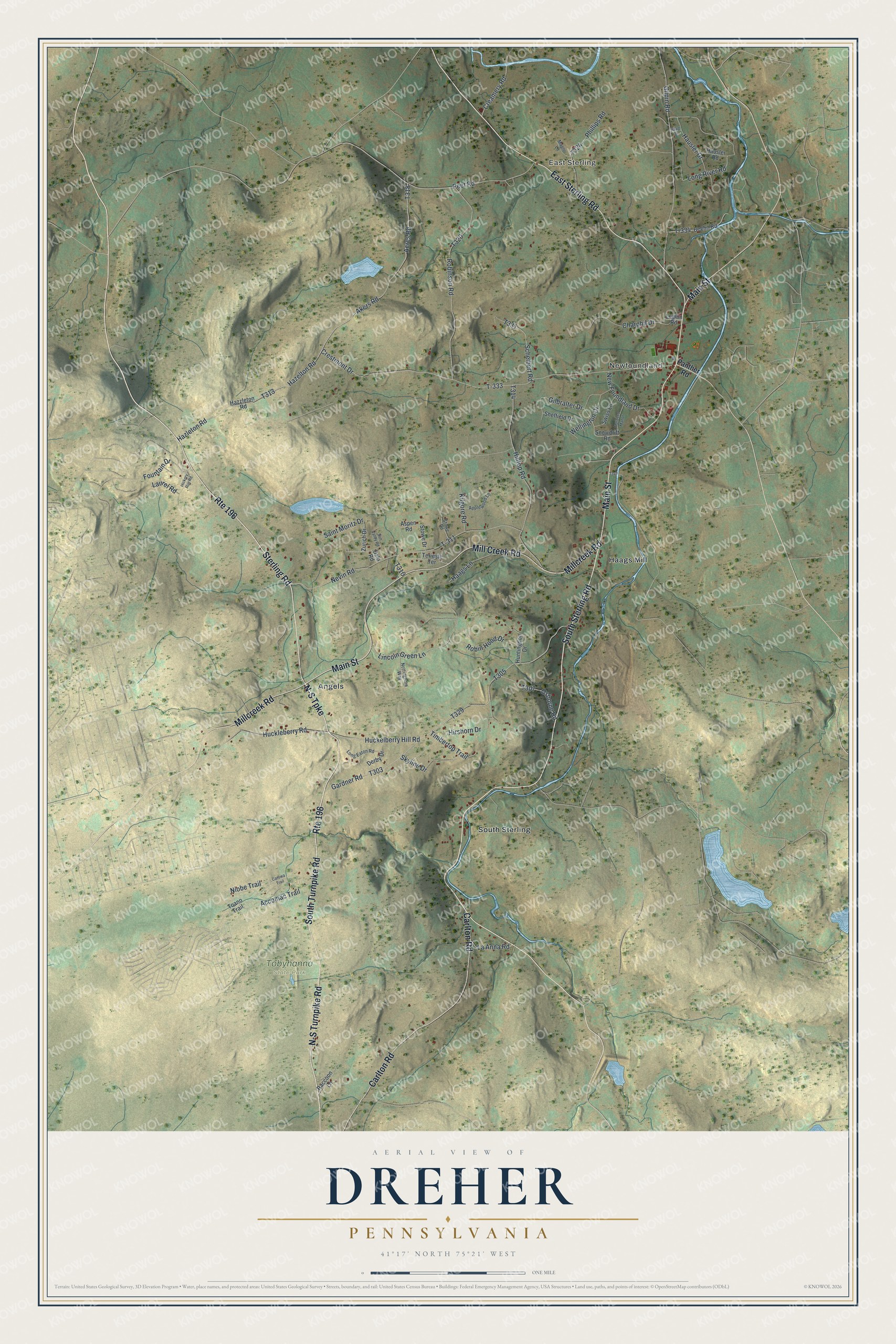 Watermarked full-map preview of Dreher, Pennsylvania