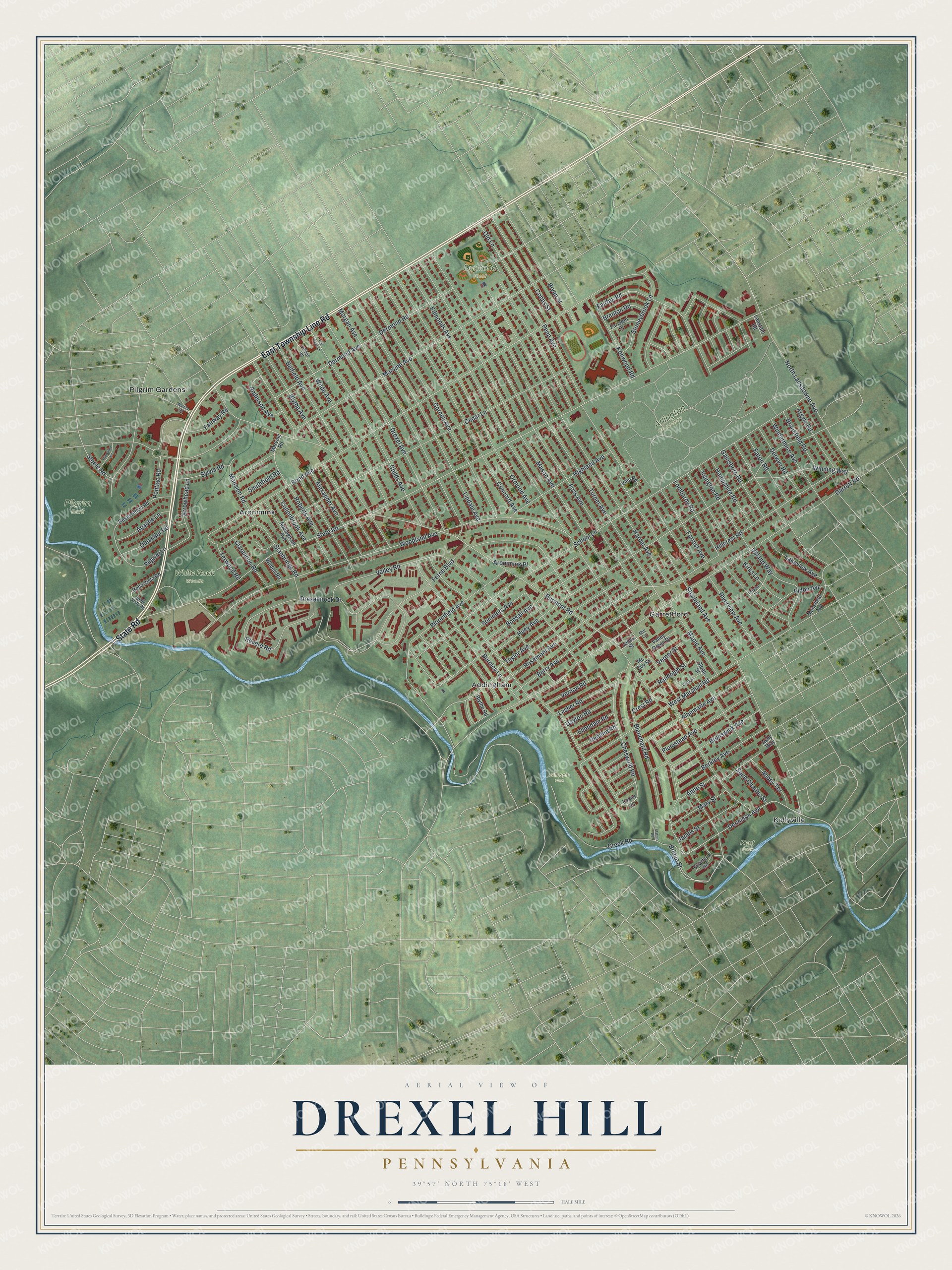 Watermarked full-map preview of Drexel Hill, Pennsylvania