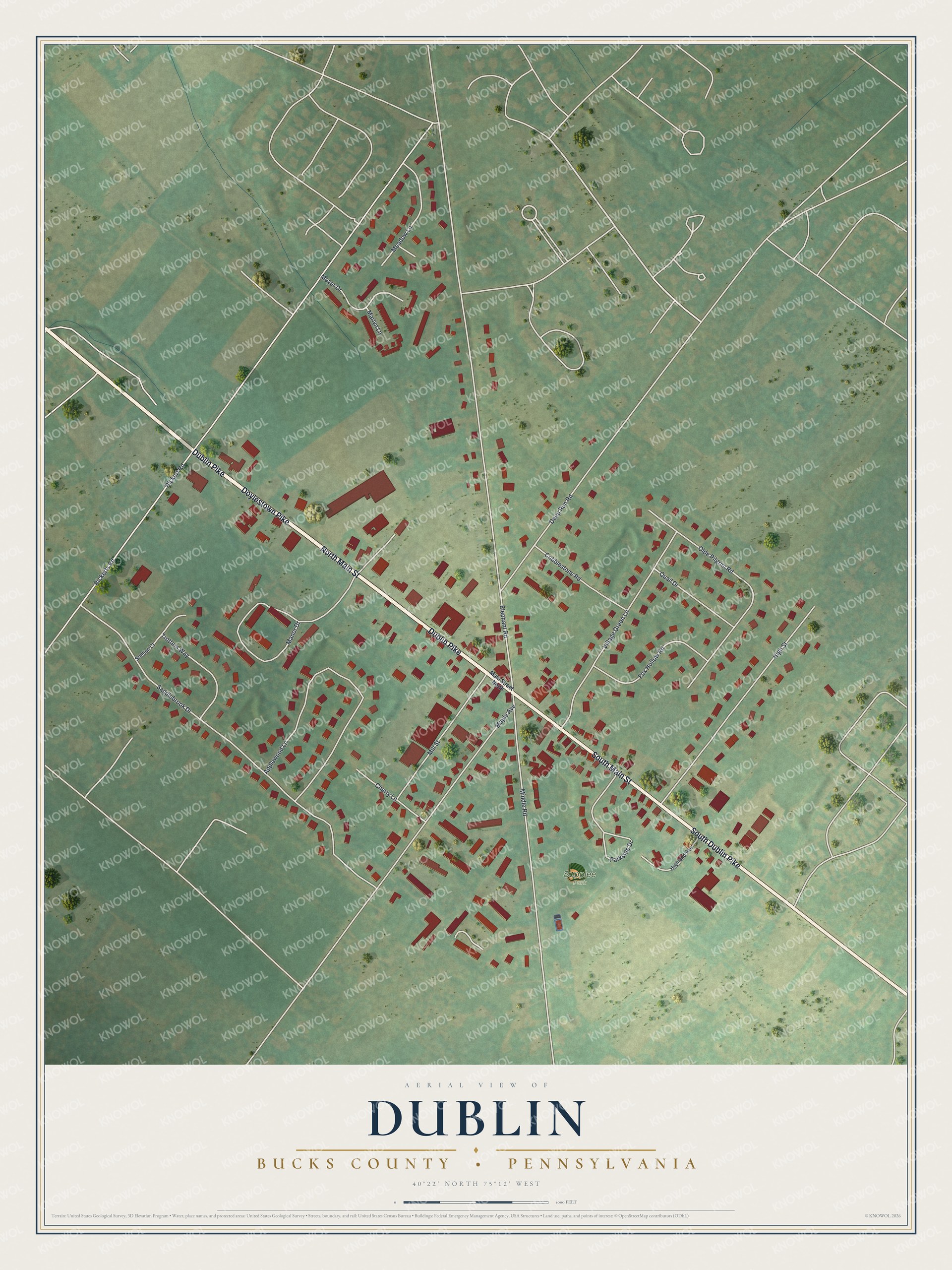 Watermarked full-map preview of Dublin, Pennsylvania