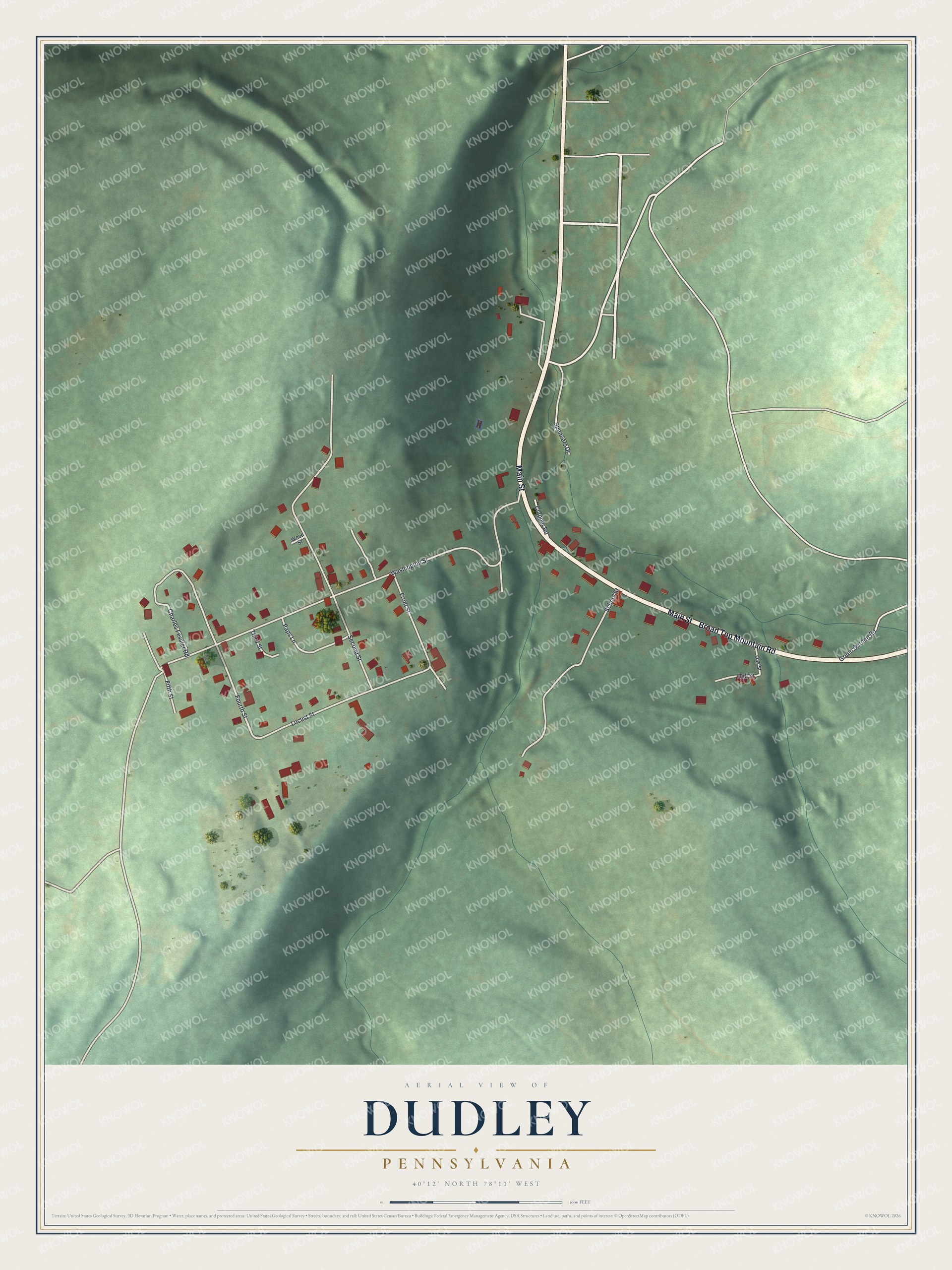 Watermarked full-map preview of Dudley, Pennsylvania