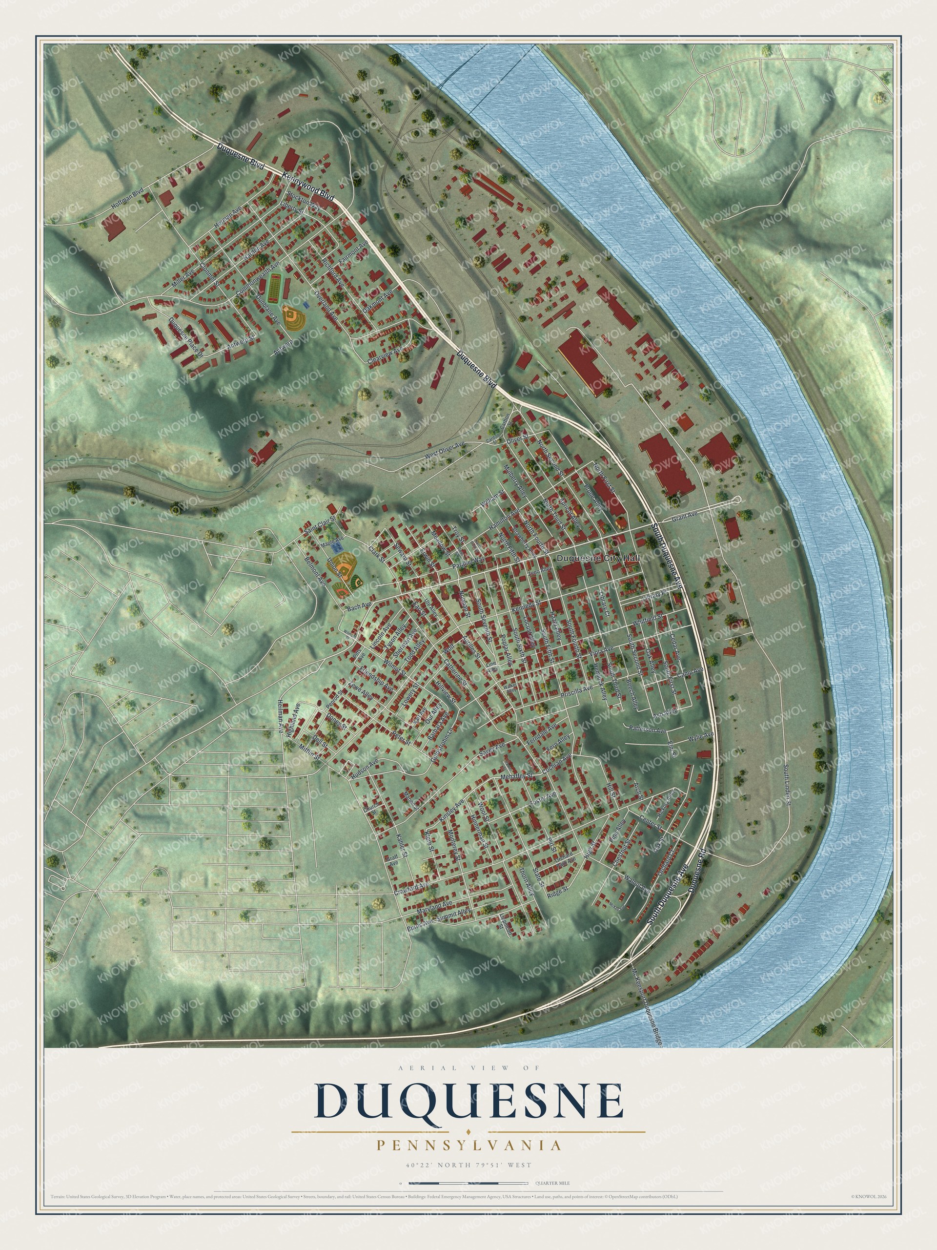Watermarked full-map preview of Duquesne, Pennsylvania