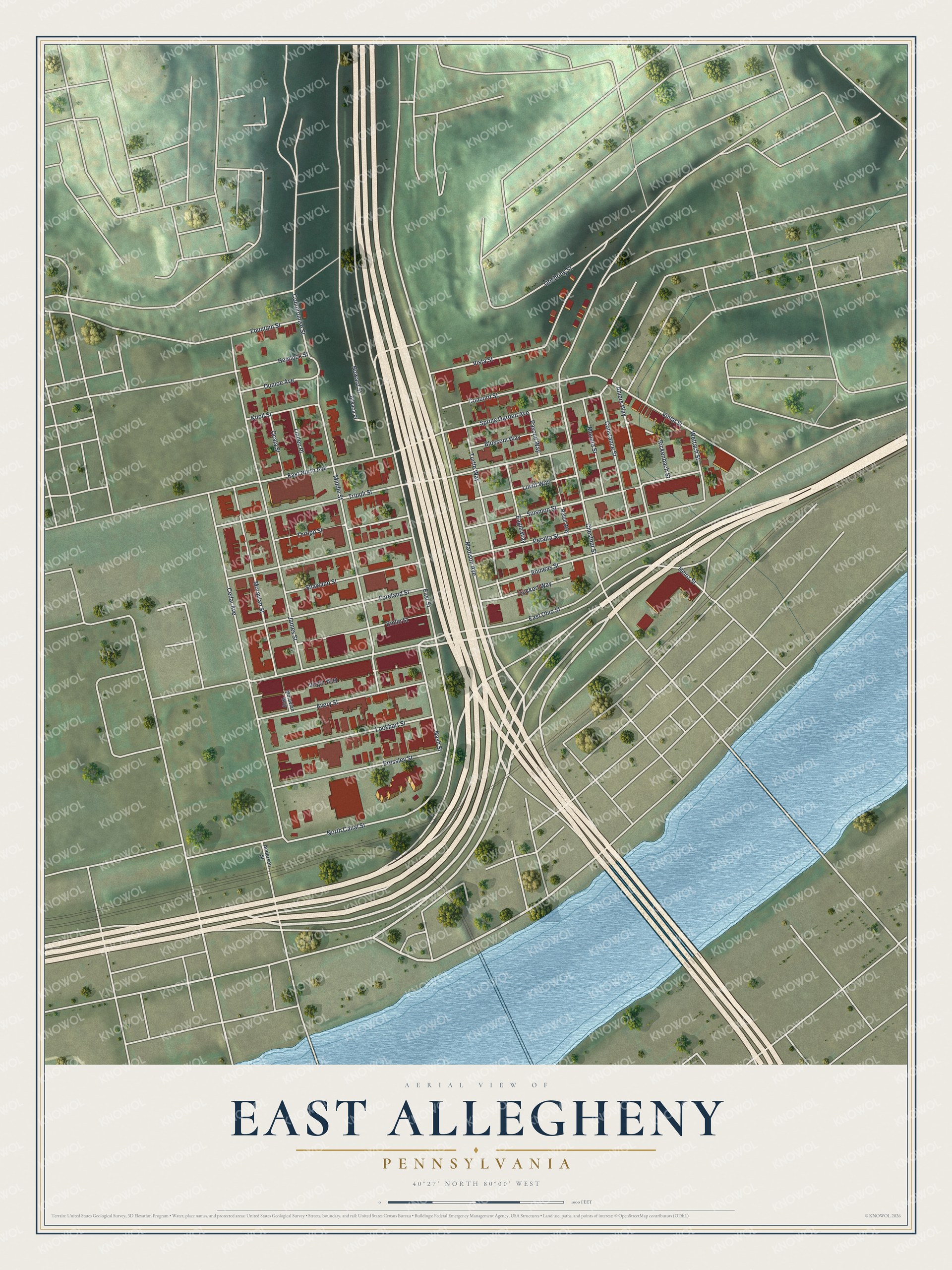 Watermarked full-map preview of East Allegheny, Pennsylvania