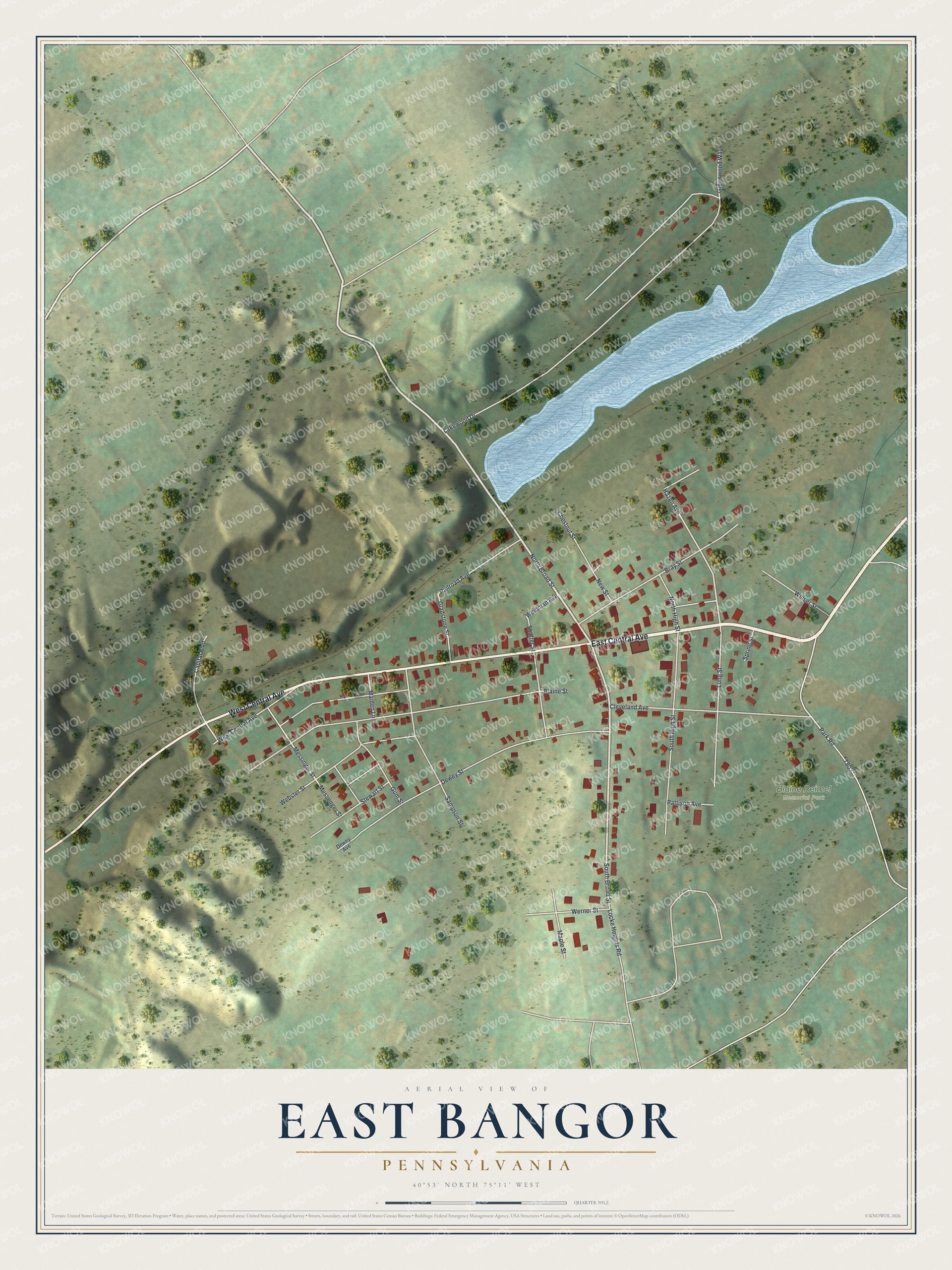 Watermarked full-map preview of East Bangor, Pennsylvania