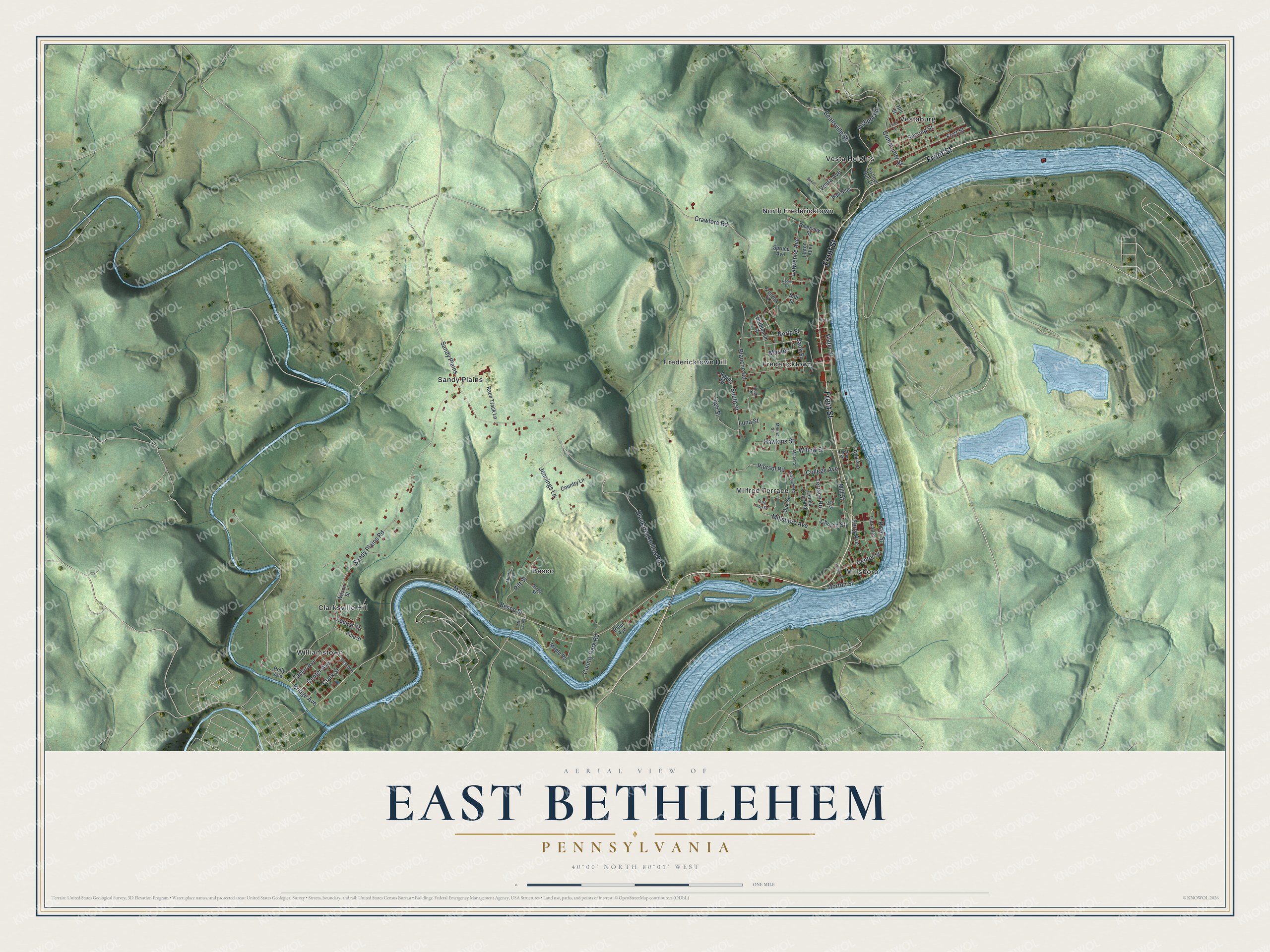 Watermarked full-map preview of East Bethlehem, Pennsylvania