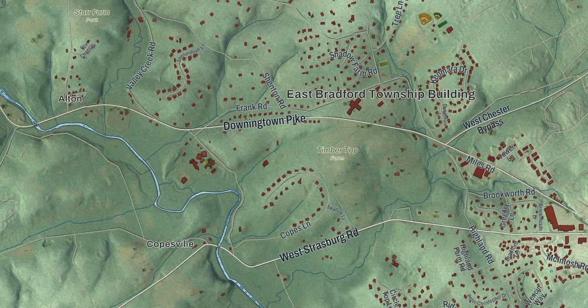 Map of East Bradford, Pennsylvania in 2026