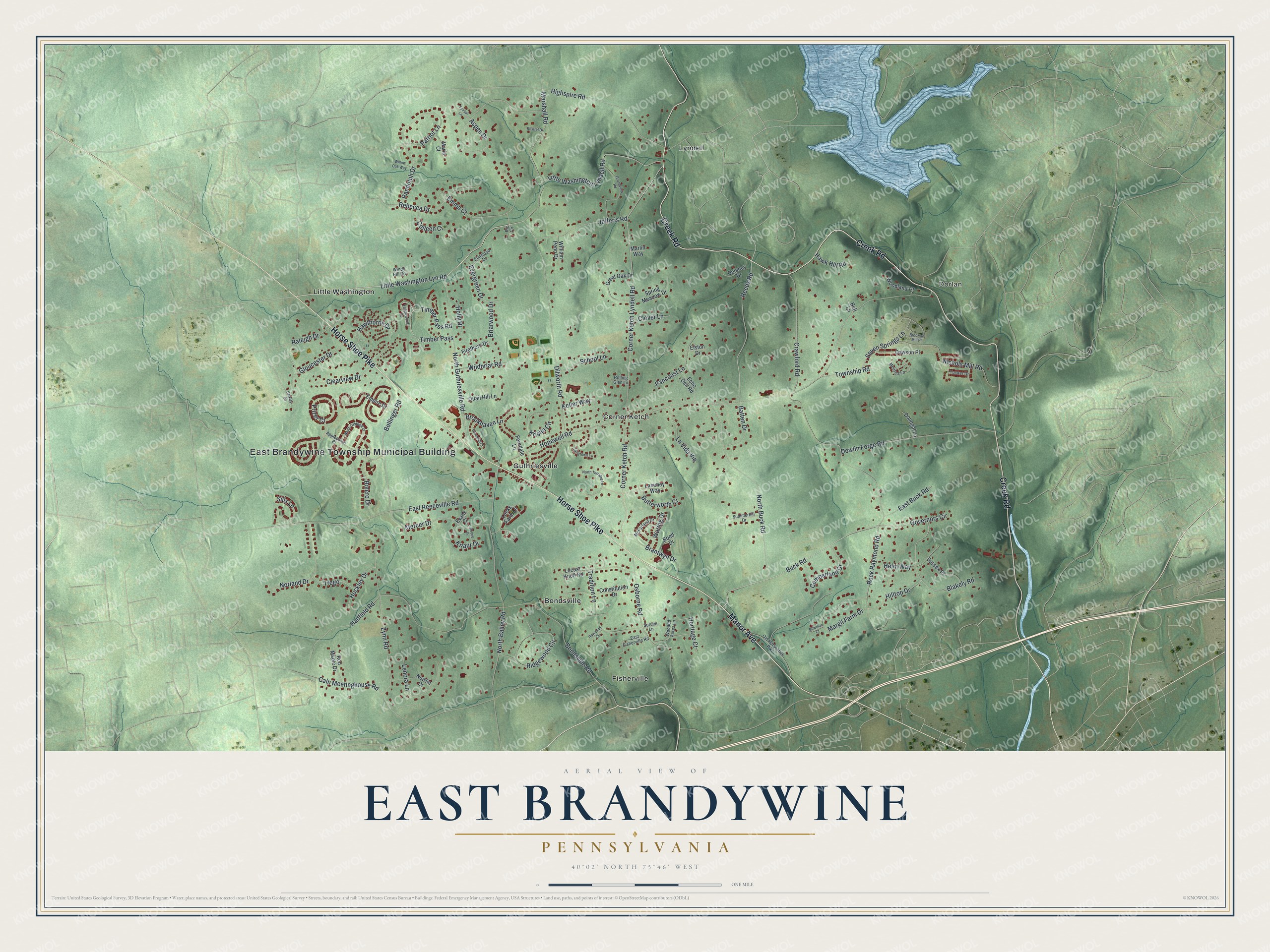 Watermarked full-map preview of East Brandywine, Pennsylvania