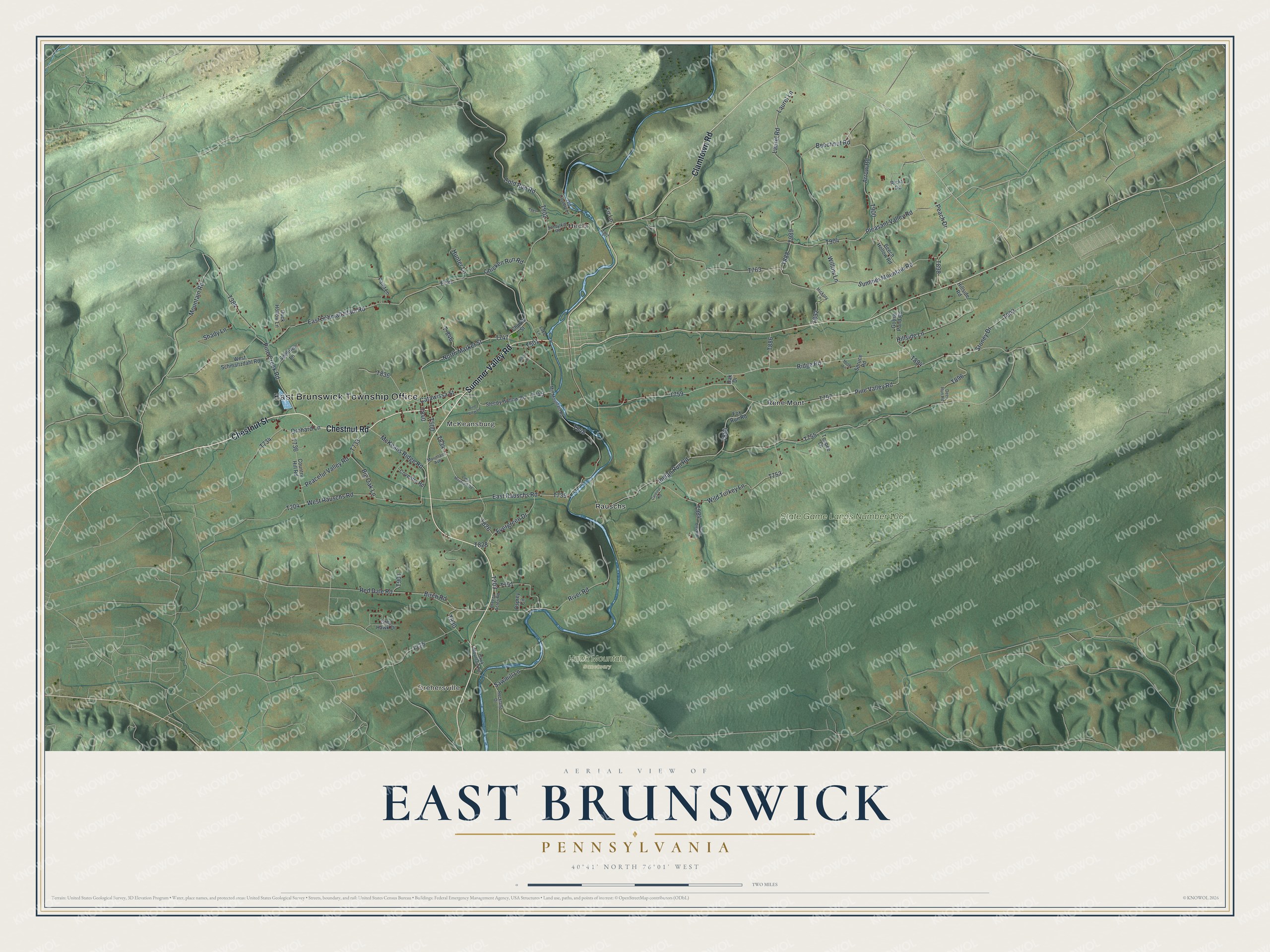 Watermarked full-map preview of East Brunswick, Pennsylvania
