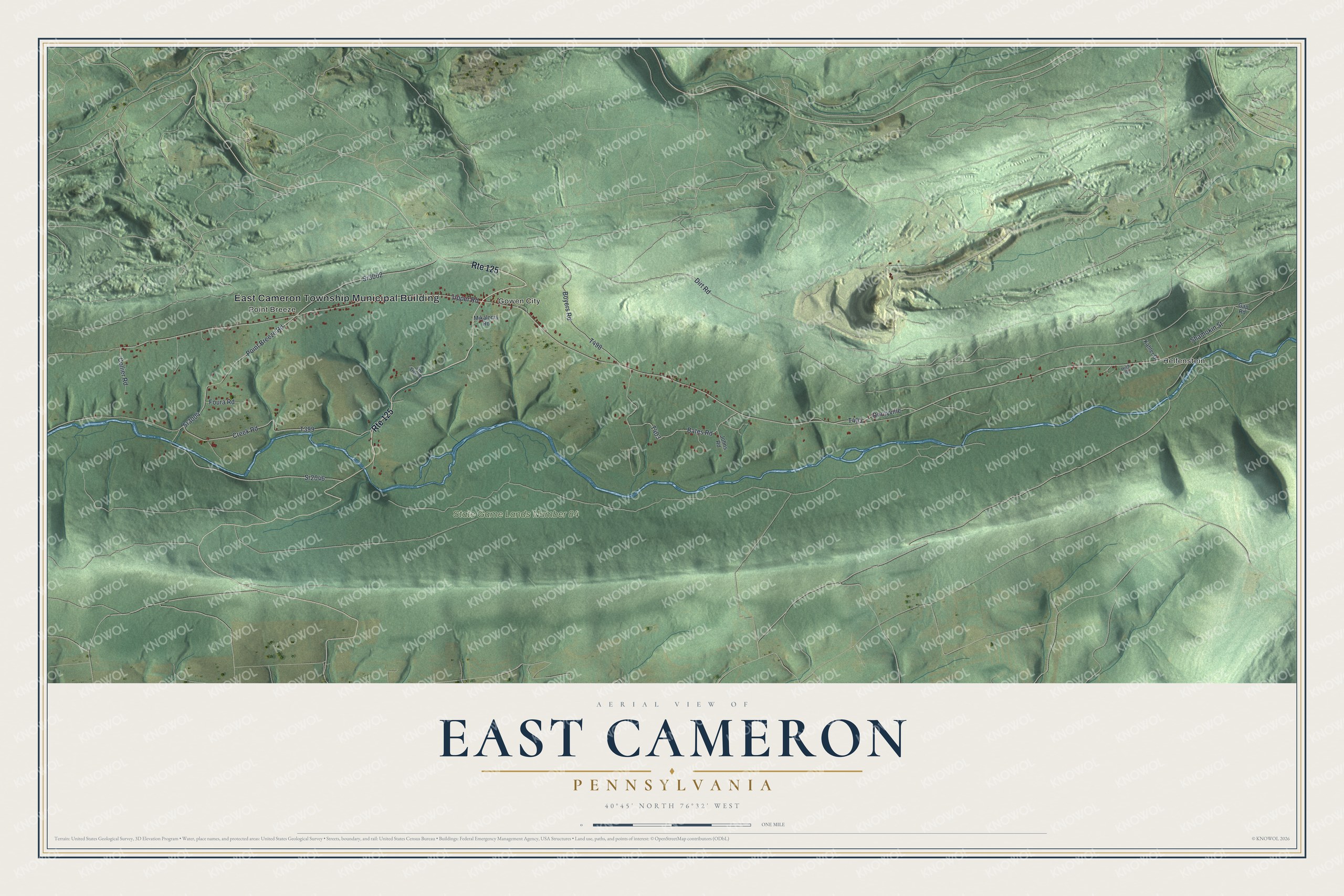 Watermarked full-map preview of East Cameron, Pennsylvania